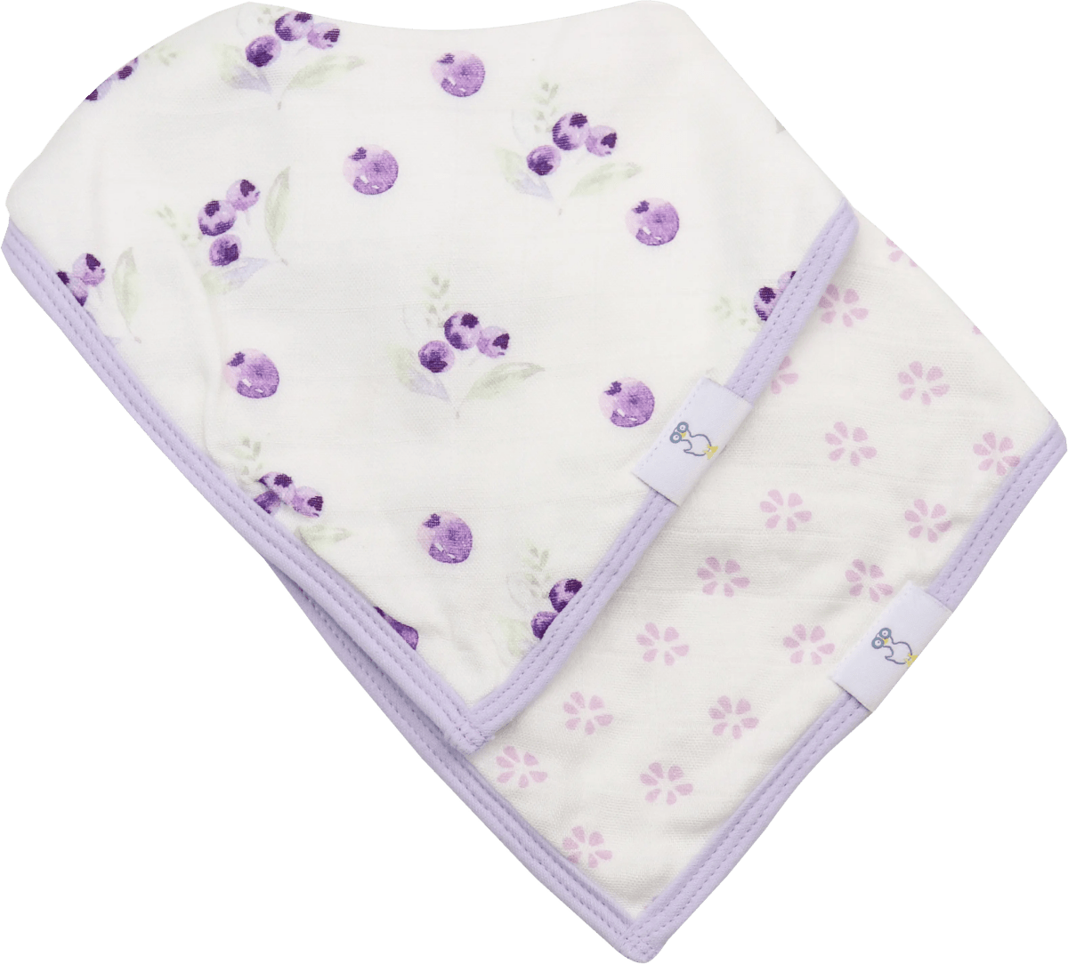 Lavender Attachable Wooden and Silicone Teether and Flower Bib Gift Set.