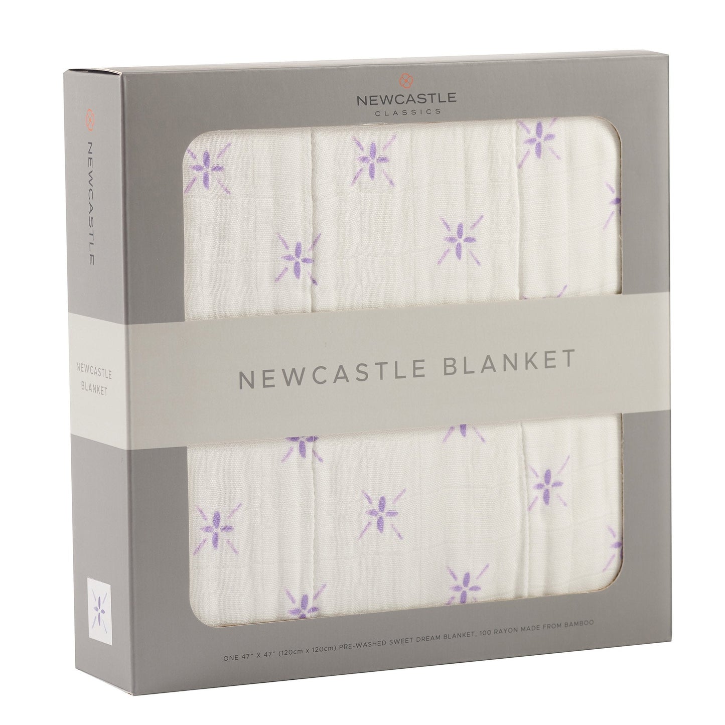 Lavender Flower and White Bamboo Muslin Newcastle Blanket for Kids 47 x 47 Inches Newcastle Classics