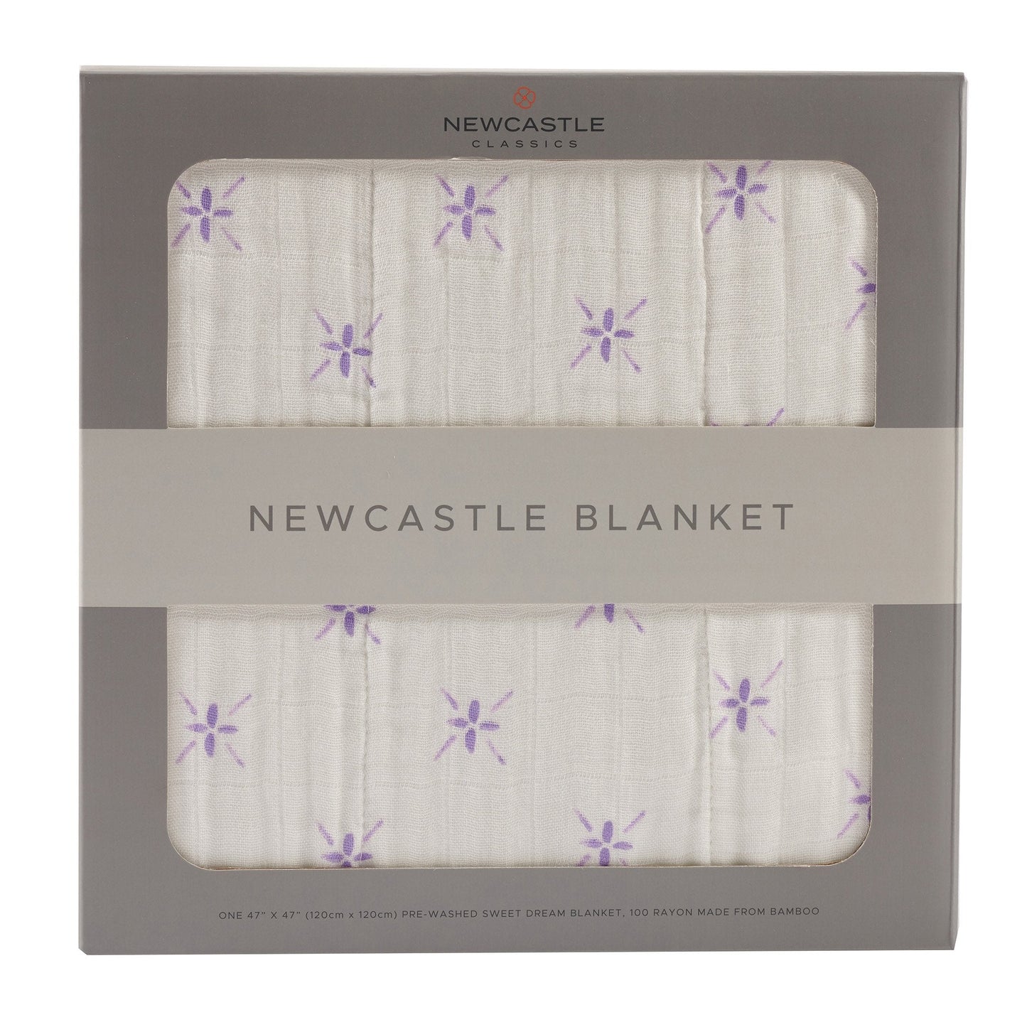 Lavender Flower and White Bamboo Muslin Newcastle Blanket for Kids 47 x 47 Inches Newcastle Classics