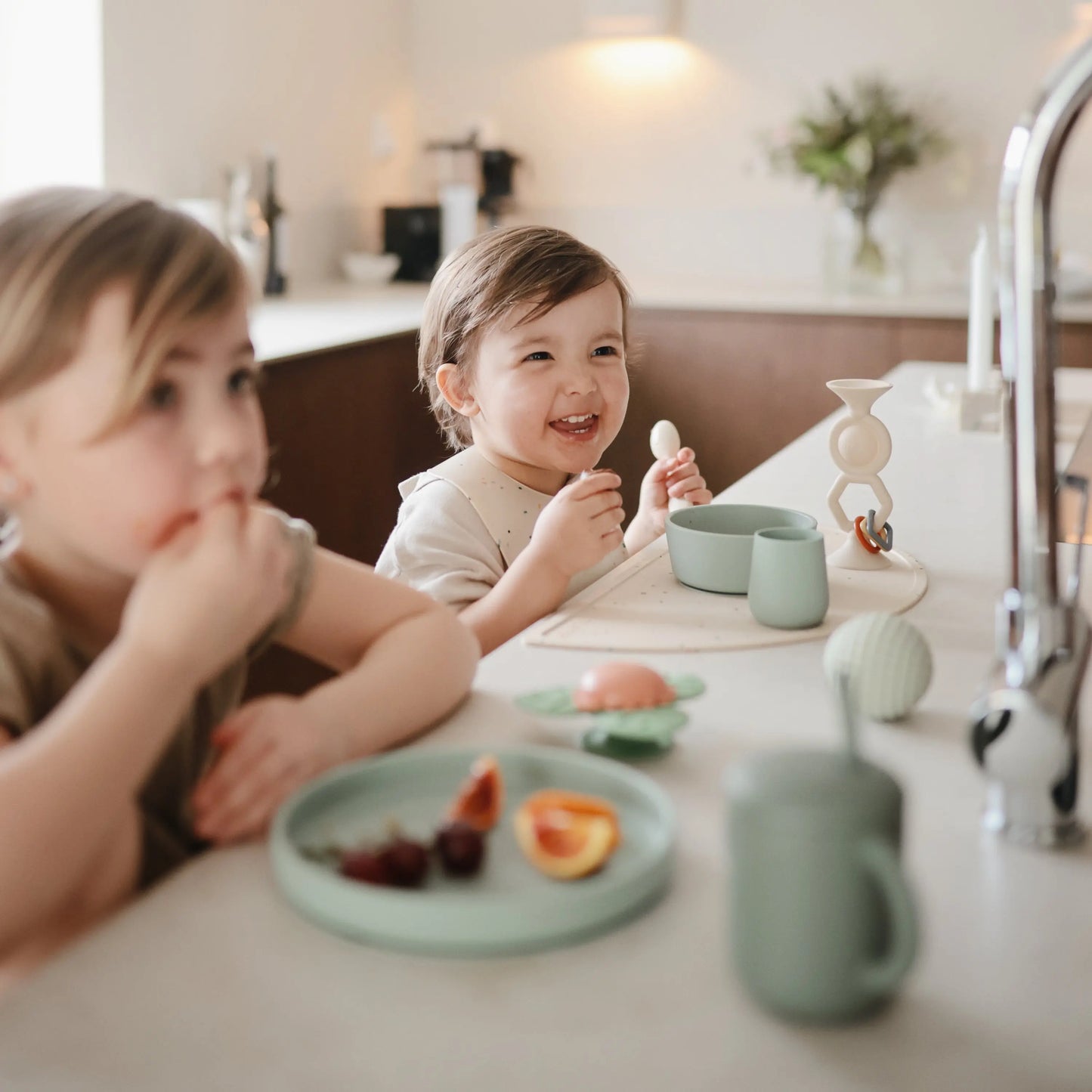 Silicone Starter Cup for Babies with Ribbed Texture and Weighted Base for Easy Transition from Bottle to Cup Mushie