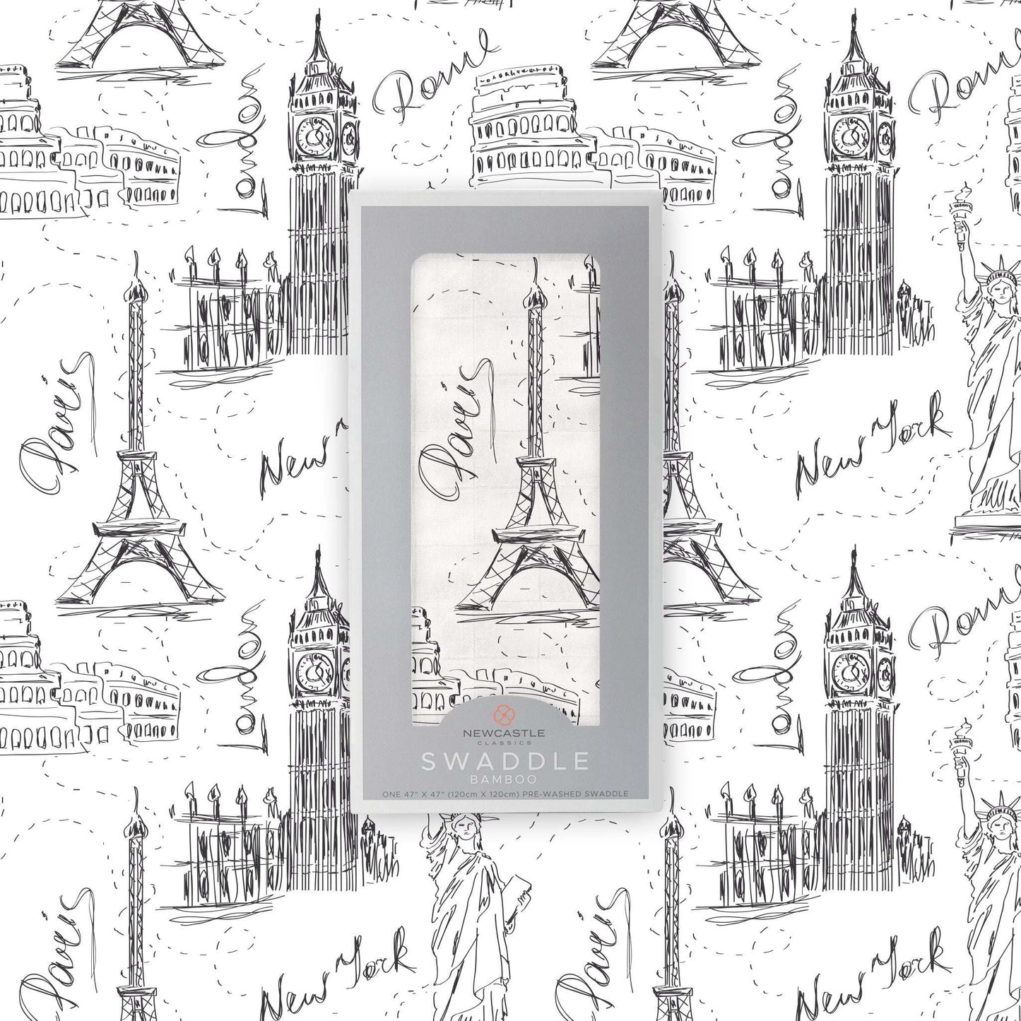 London Paris New York Bamboo Swaddle Soft Muslin Blanket Breathable Baby Blanket Newcastle Classics