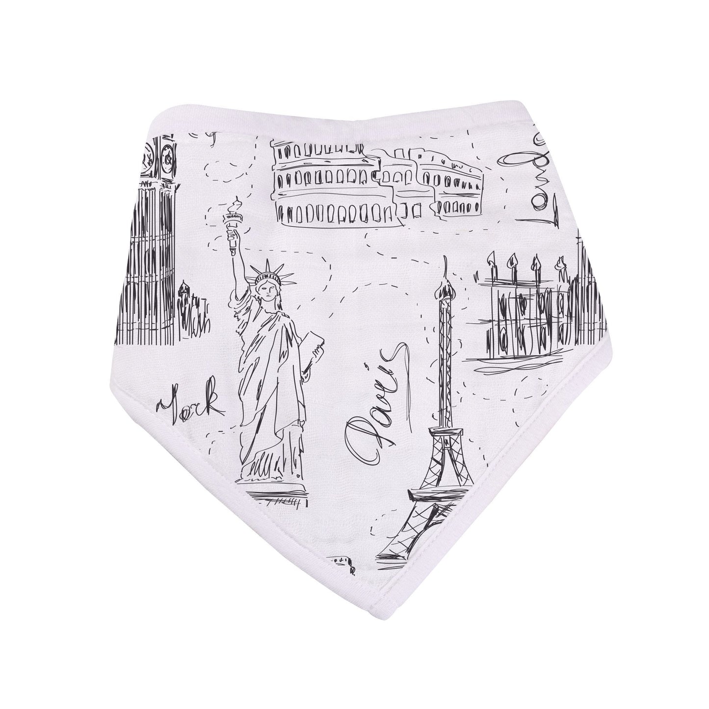London Paris New York Bandana Bib Set of 3 Soft Bamboo Muslin Absorbent Teething Feeding Bibs Newcastle Classics