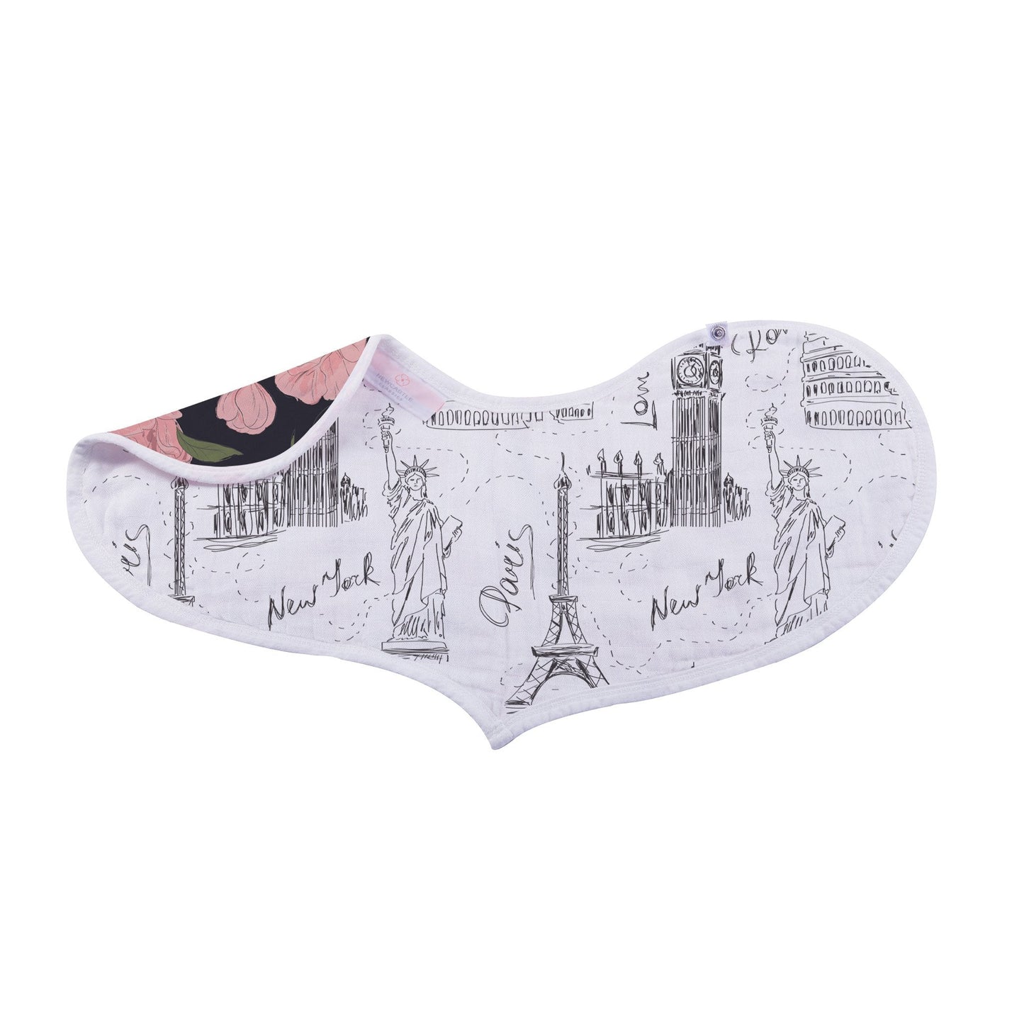 London Paris New York Heart Bibs Set of 2 Soft Bamboo Muslin Teething Feeding Bibs Newcastle Classics