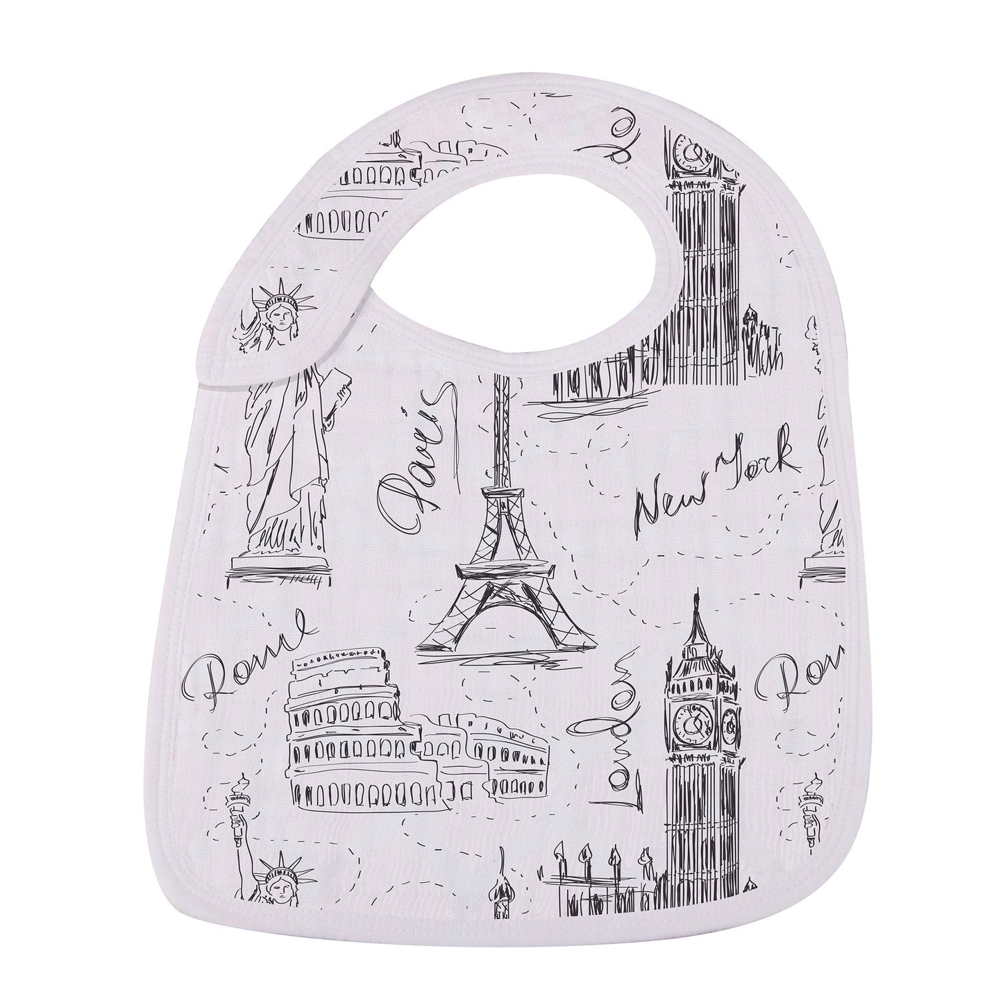 London Paris New York Snap Bibs Made of 100 Percent Natural Bamboo Muslin Soft Absorbent Feeding and Teething Bibs 9 Inch x 12 Inch Newcastle Classics