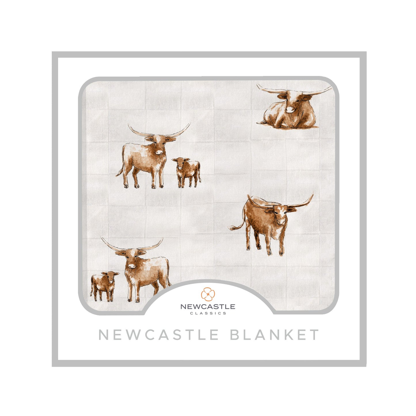 Longhorn Bamboo Newcastle Blanket For Kids 100 Percent Natural Muslin Soft Cozy And Breathable 47 Inch x 47 Inch Newcastle Classics