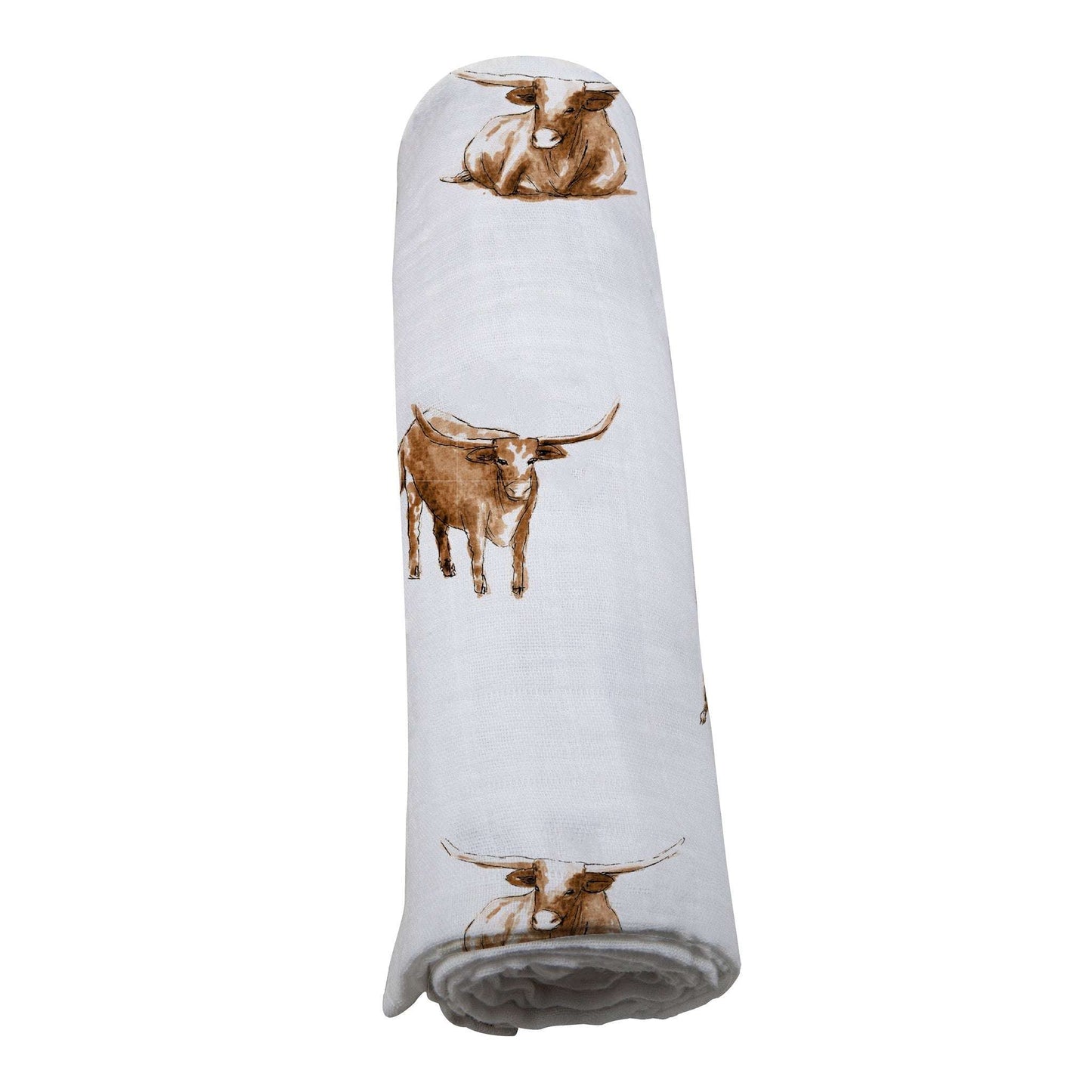 Longhorn Swaddle Soft Bamboo Muslin Blanket for Stroller Nursing Cover Changing Pad Burp Cloth Tummy Time Newcastle Classics