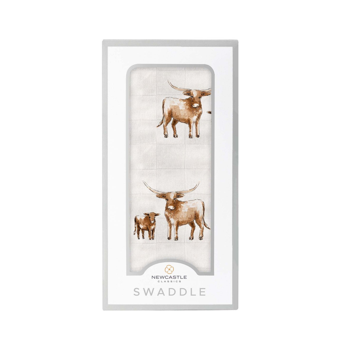 Longhorn Swaddle Soft Bamboo Muslin Blanket for Stroller Nursing Cover Changing Pad Burp Cloth Tummy Time Newcastle Classics