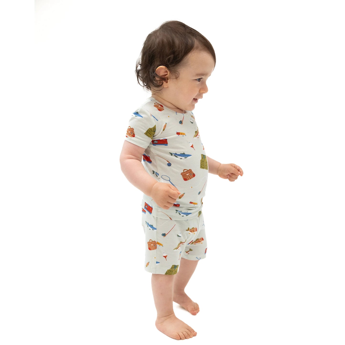 Loungewear Short Set Fishing Things Green.