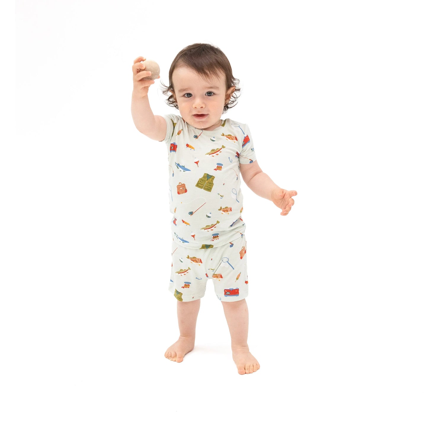 Loungewear Short Set Fishing Things Green.