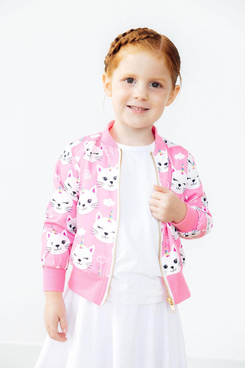 Mila & Rose ® Unicorn Kitties Satin Jacket For Girls Mila And Rose - Apparel & Accessories > Clothing > Outerwear > Coats & Jackets Satin Jacket