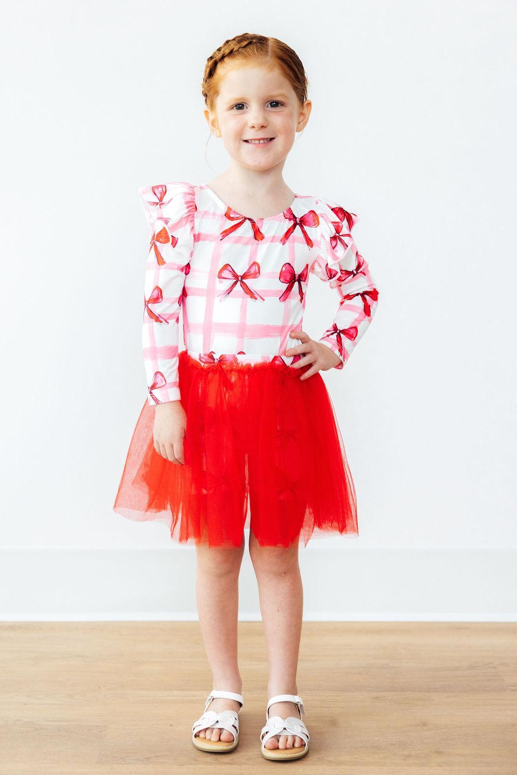 Mila & Rose ® Mila And Rose Bow La La Long Sleeve Flutter Sleeve Leotard - Apparel & Accessories > Clothing > Activewear > Dance Dresses, Skirts & Costumes Flutter Leotard L/S
