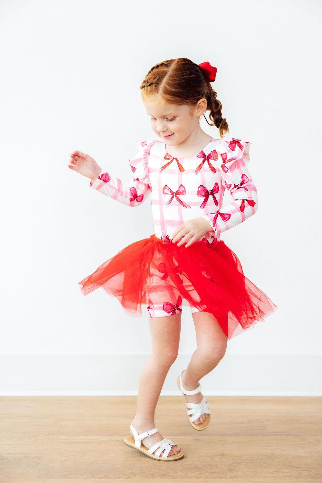 Mila & Rose ® Mila And Rose Bow La La Long Sleeve Flutter Sleeve Leotard - Apparel & Accessories > Clothing > Activewear > Dance Dresses, Skirts & Costumes Flutter Leotard L/S
