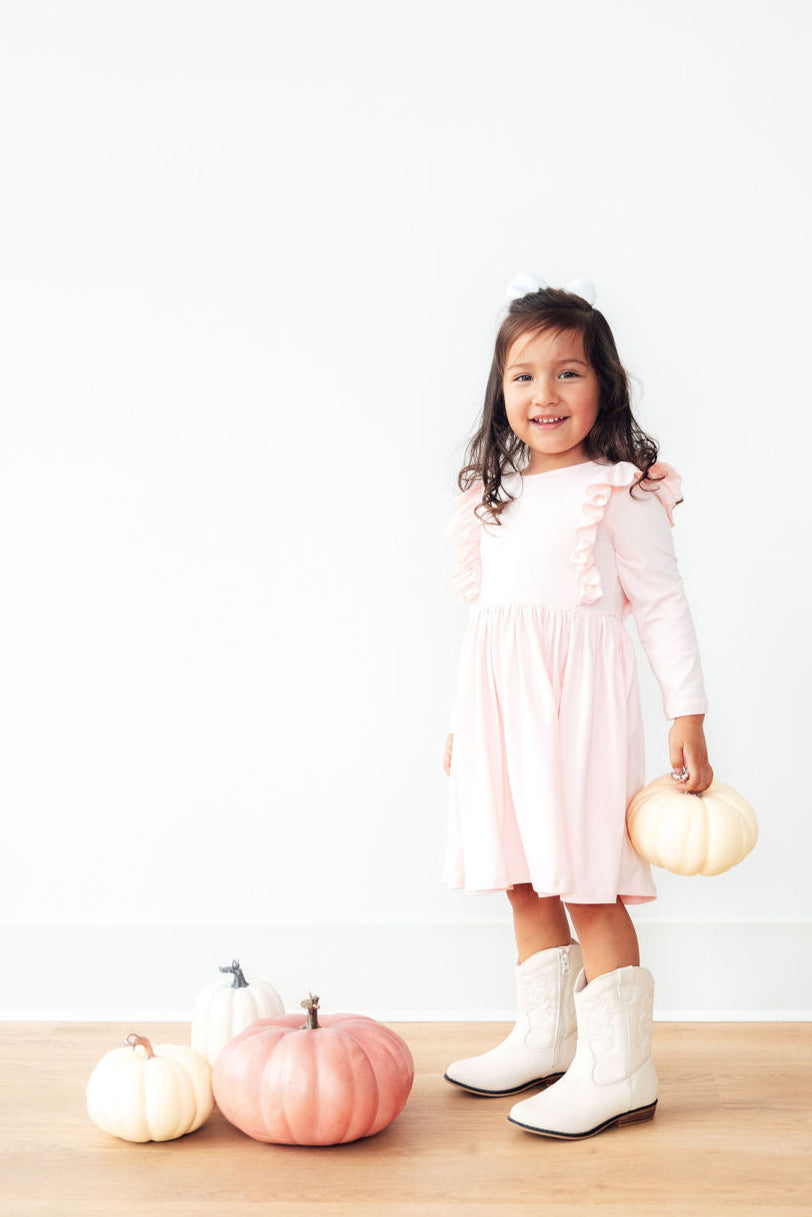 Mila & Rose ® Petal Pink Long Sleeve Ruffle Twirl Dress Mila Rose - Apparel & Accessories > Clothing > Dresses Twirl Ruffle Dress L/S