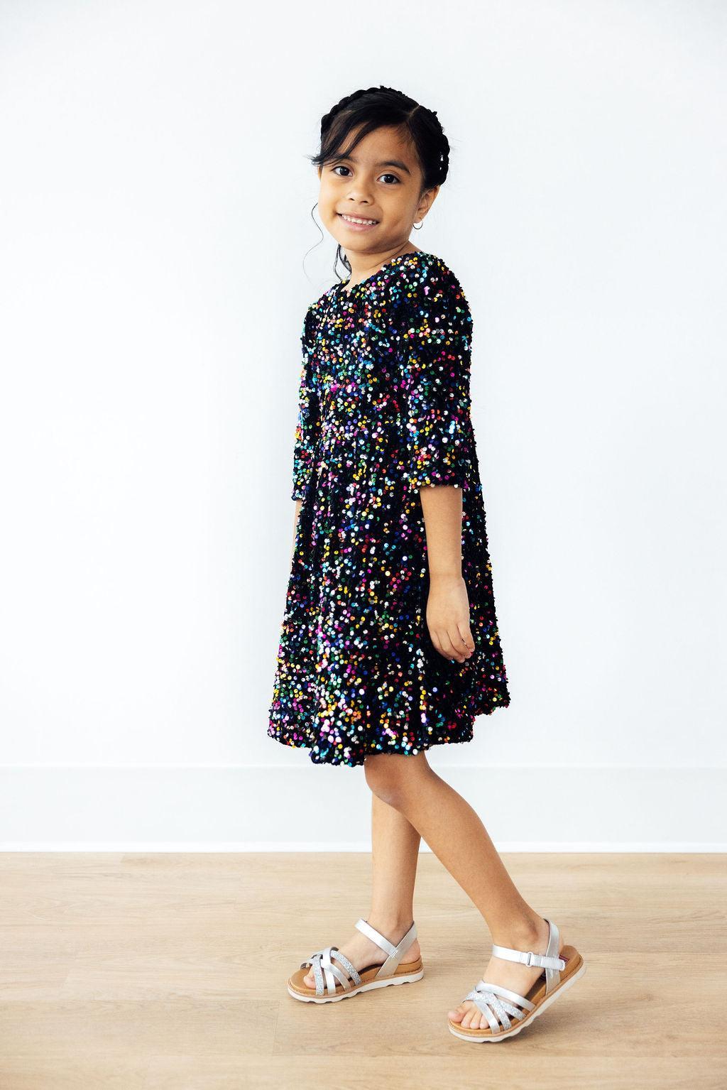 Mila & Rose ® Confetti Velvet Sequin Dress for Girls Mila Rose Party - Apparel & Accessories > Clothing > Dresses Sequin Dress
