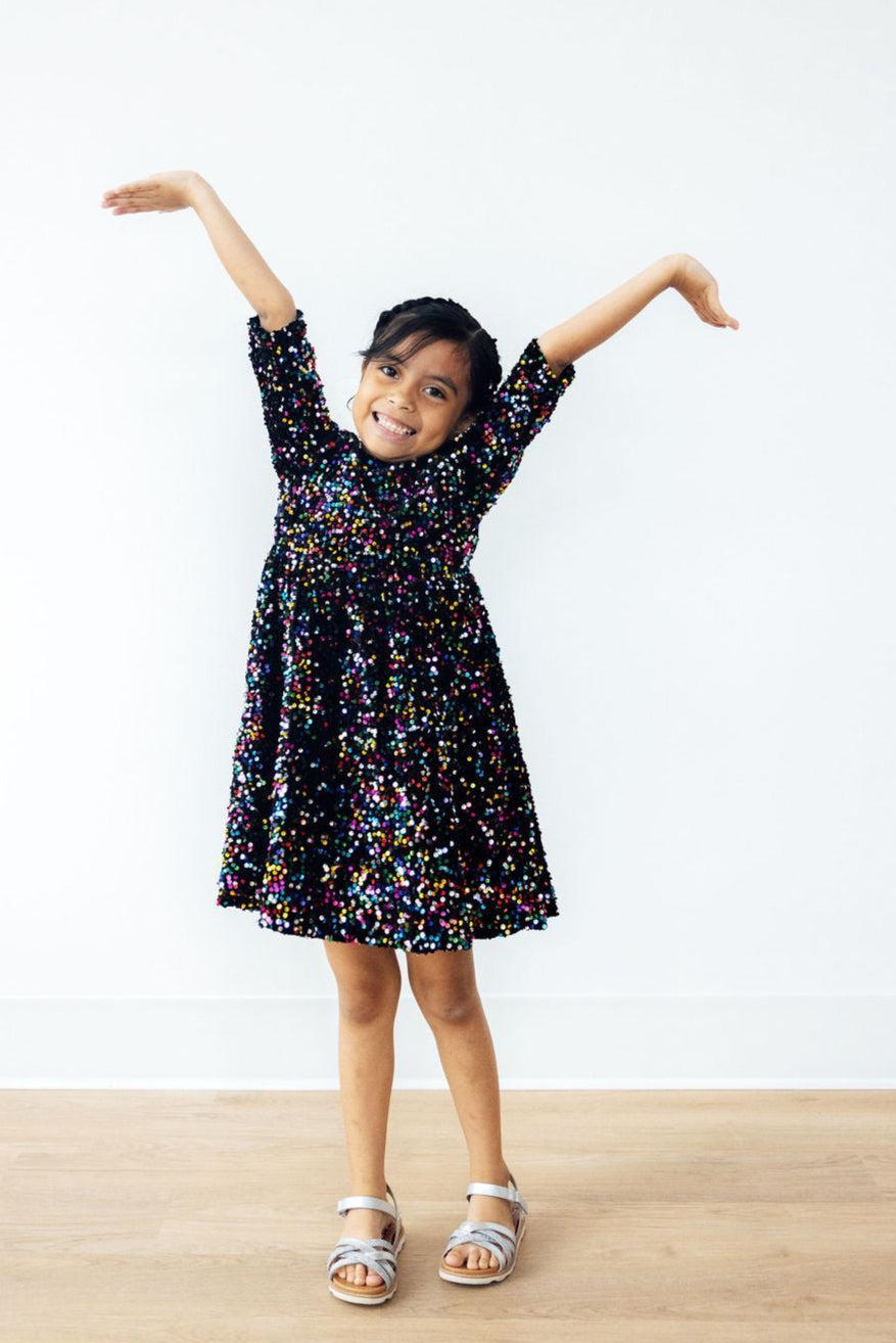 Mila & Rose ® Confetti Velvet Sequin Dress for Girls Mila Rose Party - Apparel & Accessories > Clothing > Dresses Sequin Dress