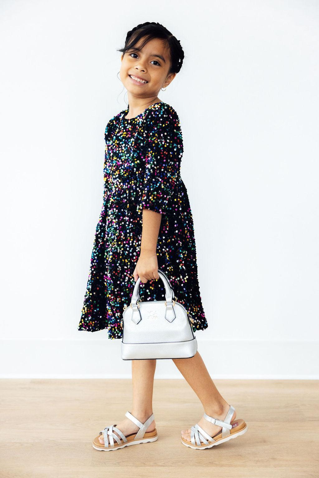 Mila & Rose ® Confetti Velvet Sequin Dress for Girls Mila Rose Party - Apparel & Accessories > Clothing > Dresses Sequin Dress
