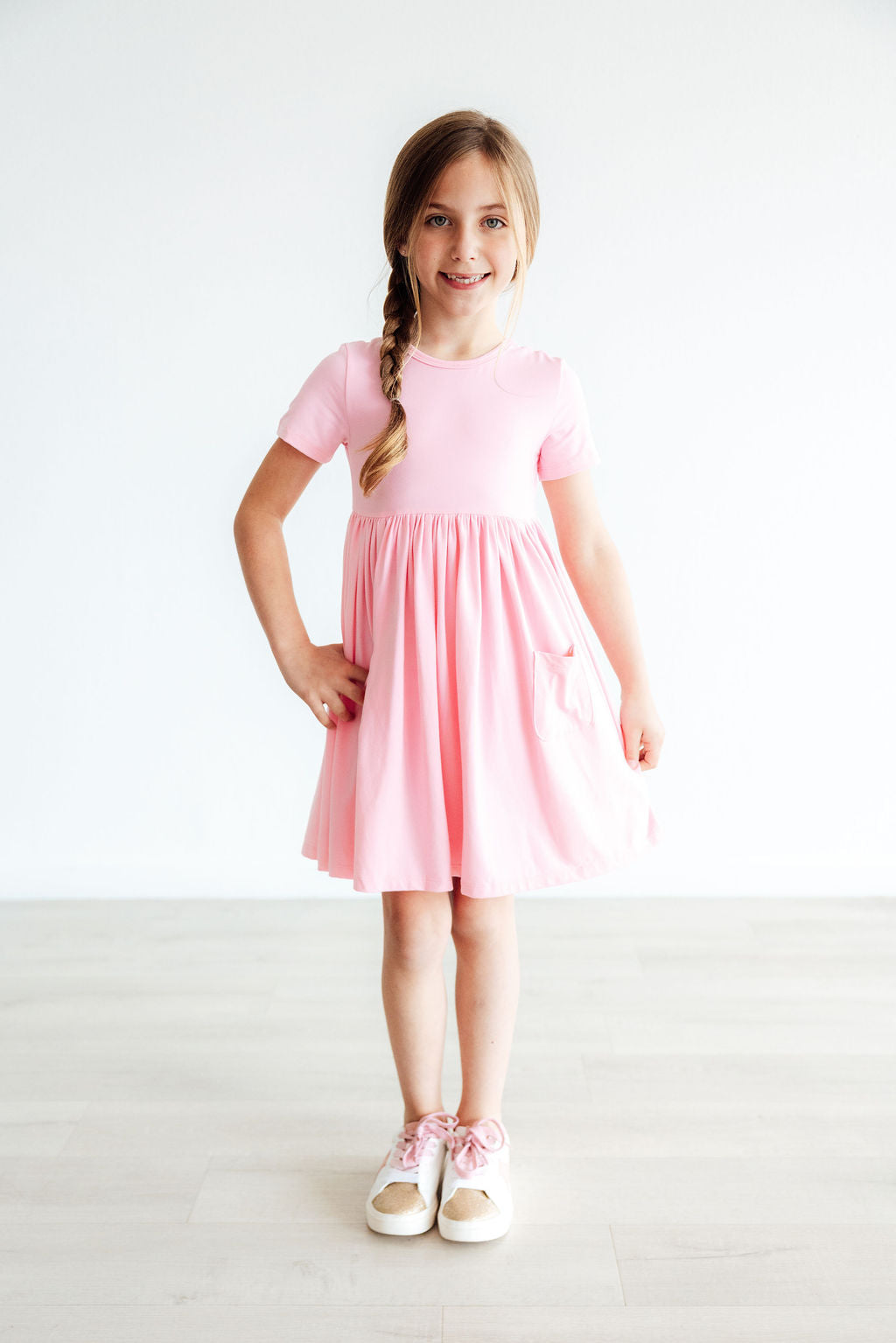 Mila & Rose ® Mila Rose Bubblegum Pink Short Sleeve Pocket Twirl Dress - Apparel & Accessories > Clothing > Dresses Twirl Pocket Dress S/S