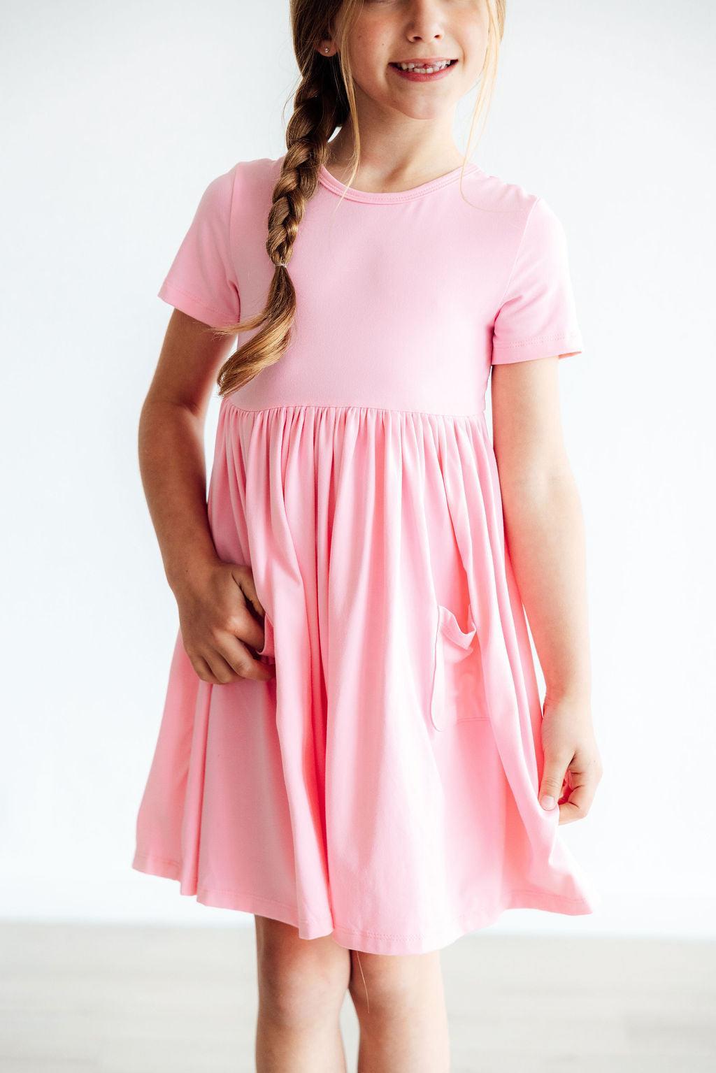 Mila & Rose ® Mila Rose Bubblegum Pink Short Sleeve Pocket Twirl Dress - Apparel & Accessories > Clothing > Dresses Twirl Pocket Dress S/S