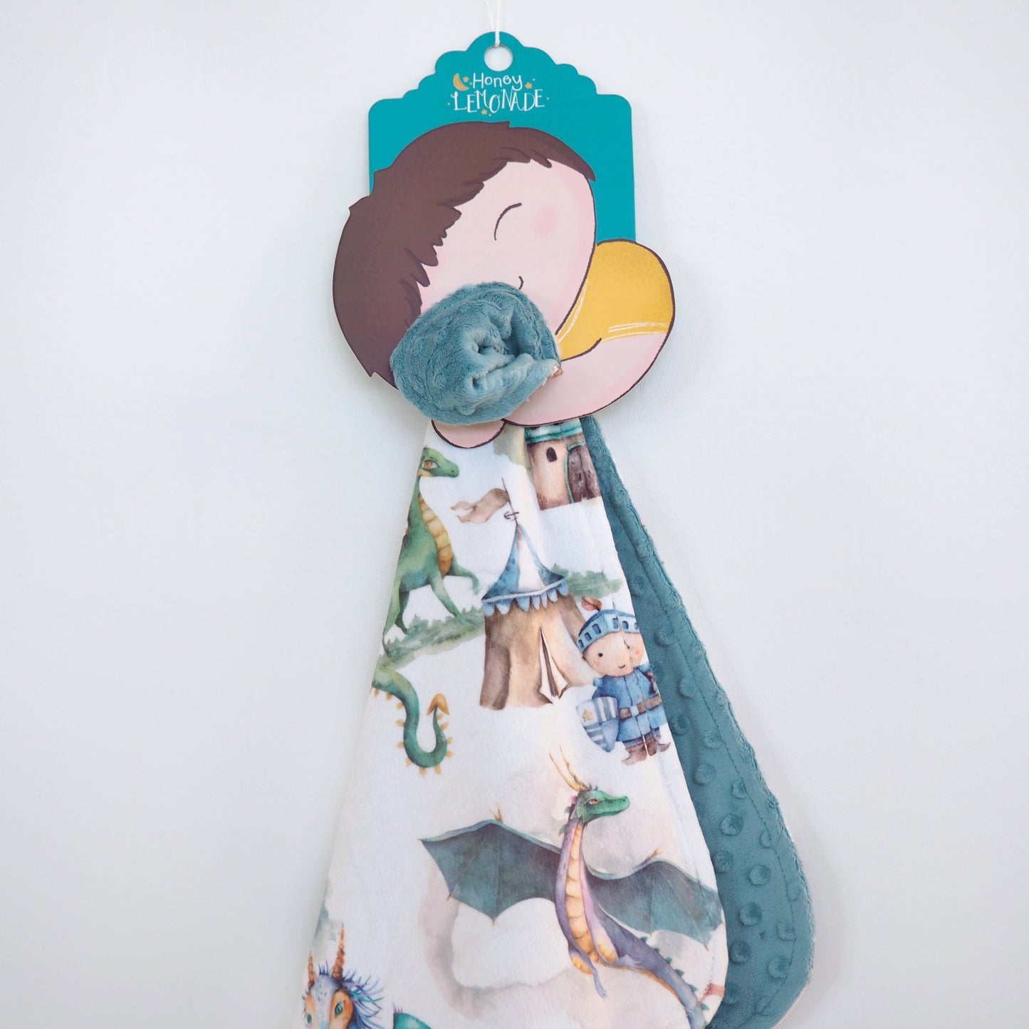 Mini Minky Dragons and Knights Toddler Blanket Honey Lemonade