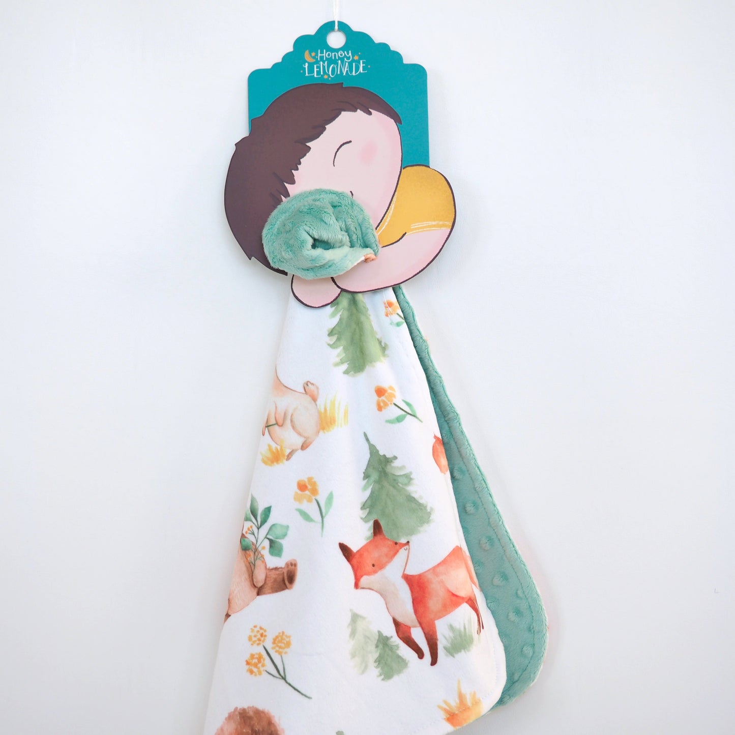 Mini Minky Forest Friends Soft Blanket for Kids with Adorable Animal Design Honey Lemonade