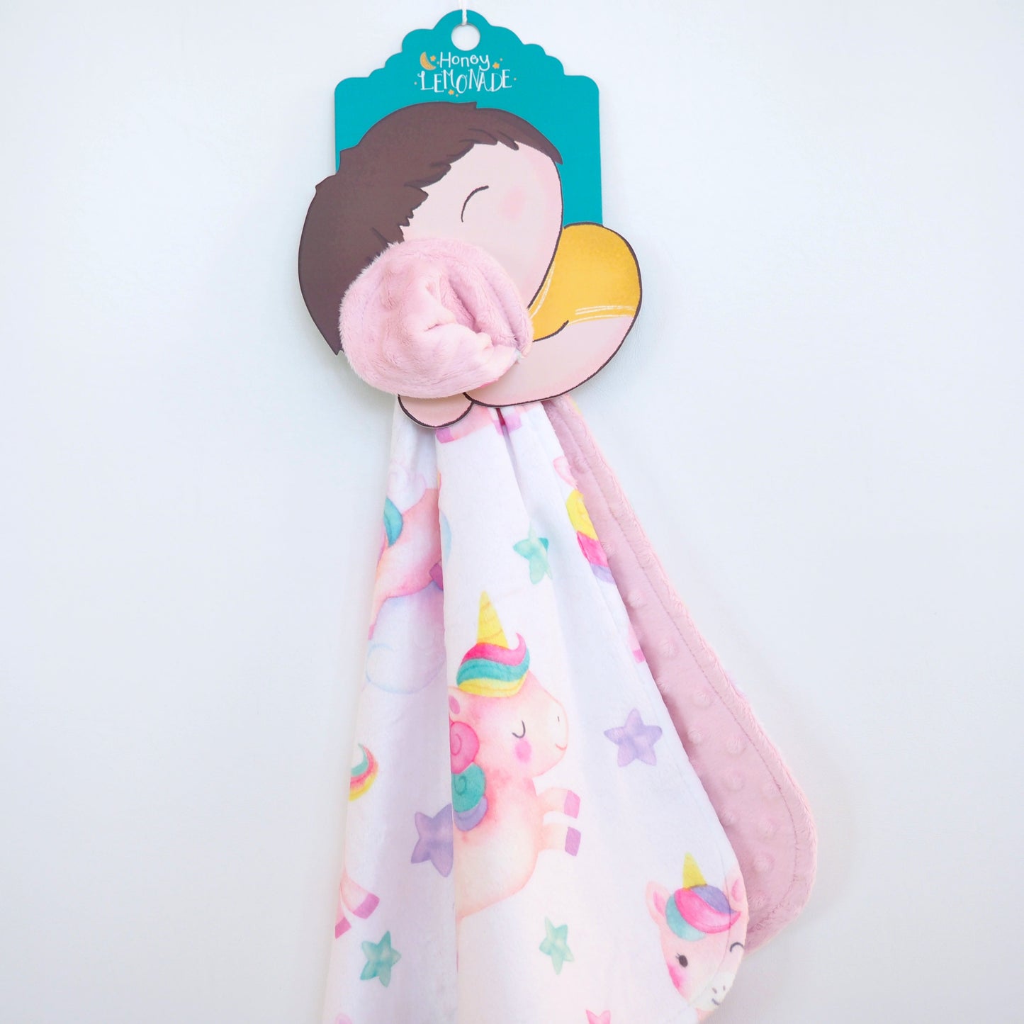 Mini Minky Unicorns Toddler Blanket Perfect Size for Carrying Honey Lemonade