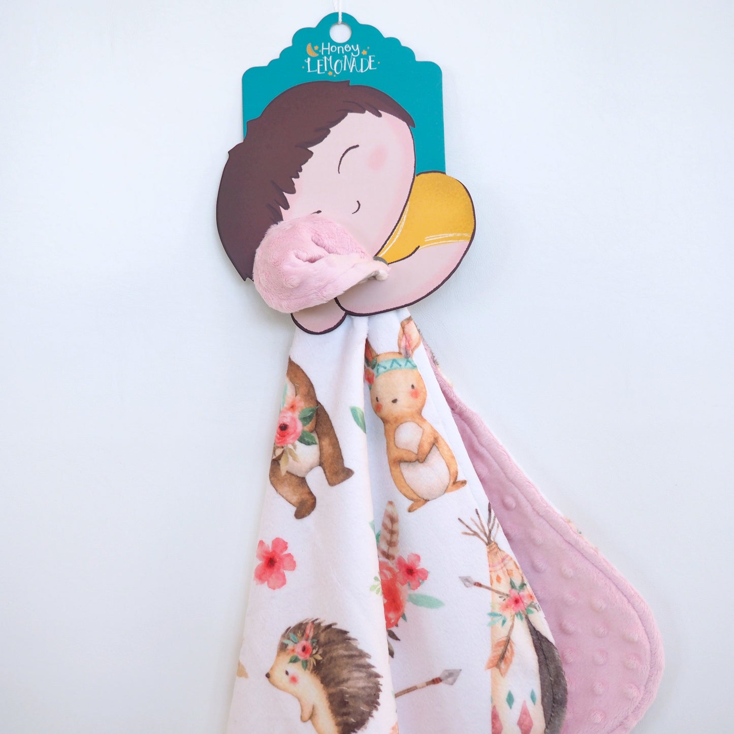 Mini Minky Woodland Tribe Toddler Blanket Portable Lightweight Snuggle Blanket Honey Lemonade