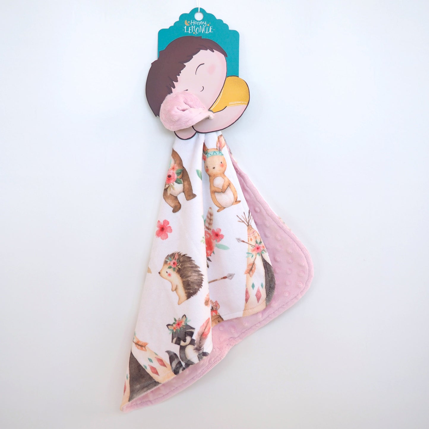 Mini Minky Woodland Tribe Toddler Blanket Portable Lightweight Snuggle Blanket Honey Lemonade