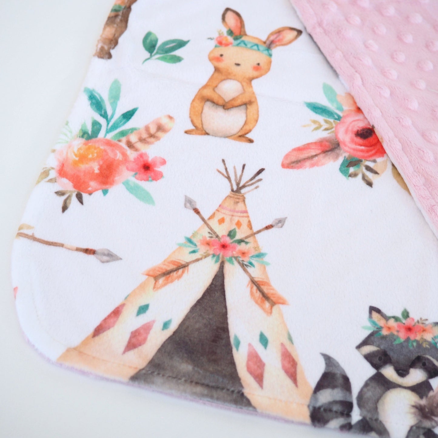 Mini Minky Woodland Tribe Toddler Blanket Portable Lightweight Snuggle Blanket Honey Lemonade