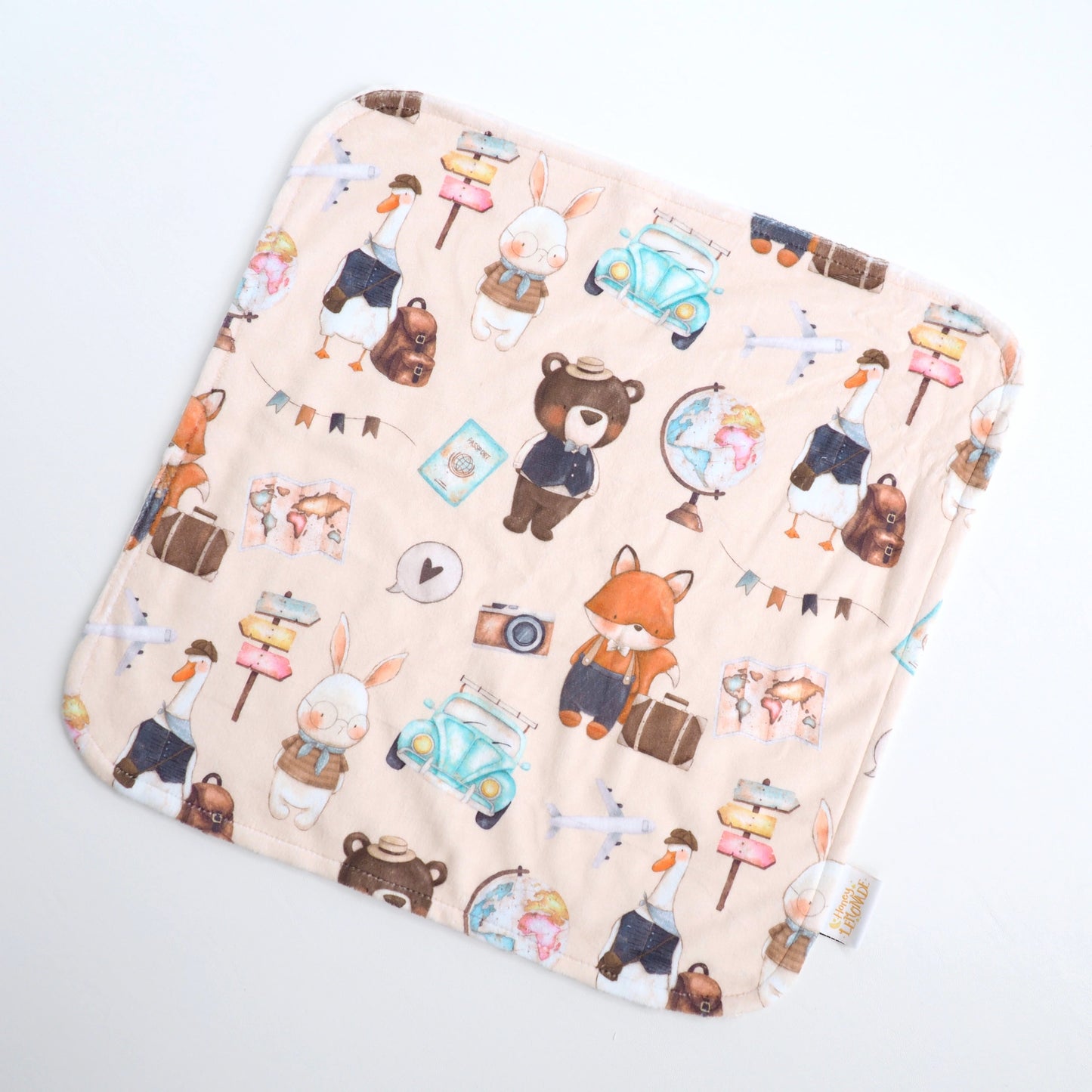Mini Minky World Explorer Toddler Blanket Lightweight Soft Portable Honey Lemonade