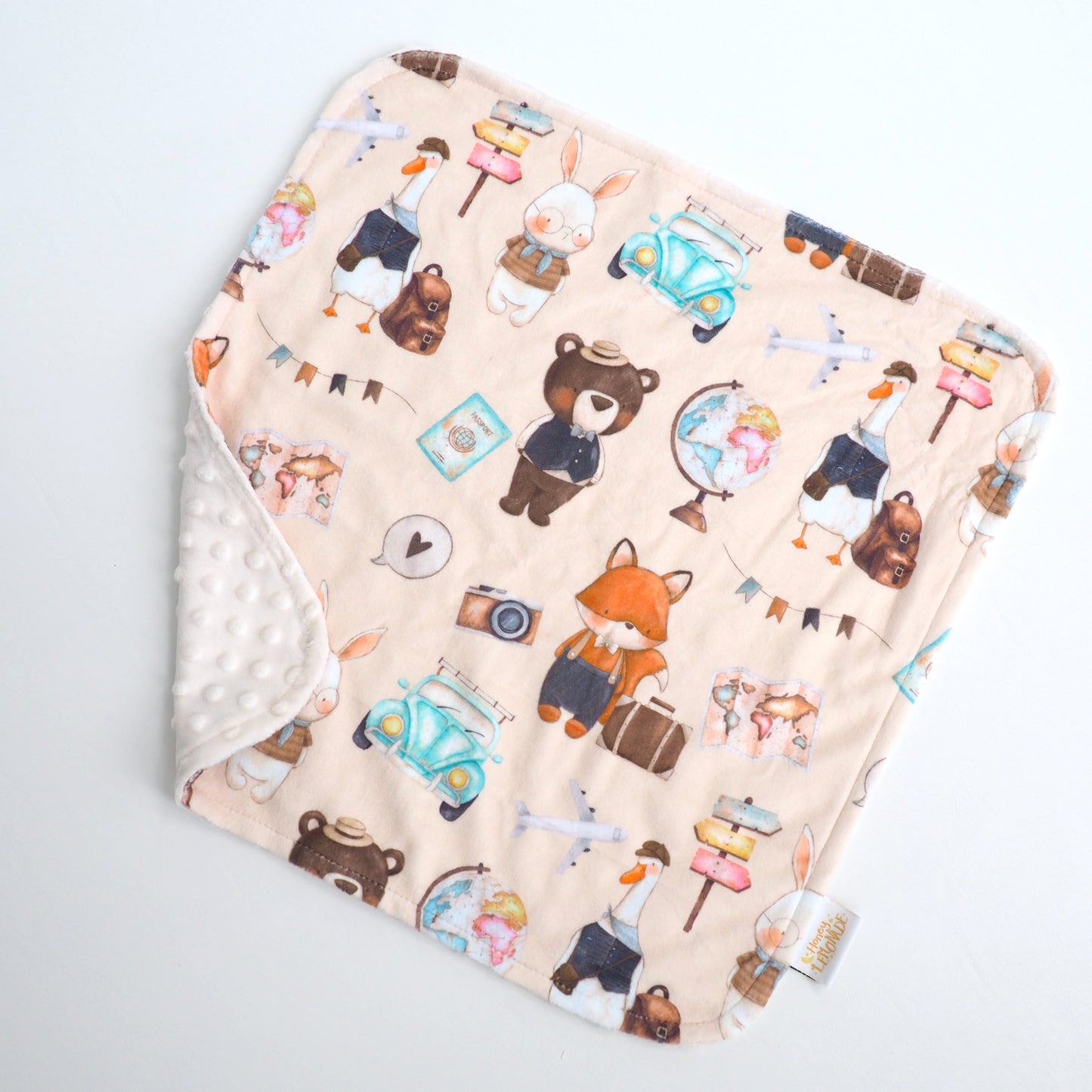 Mini Minky World Explorer Toddler Blanket Lightweight Soft Portable Honey Lemonade