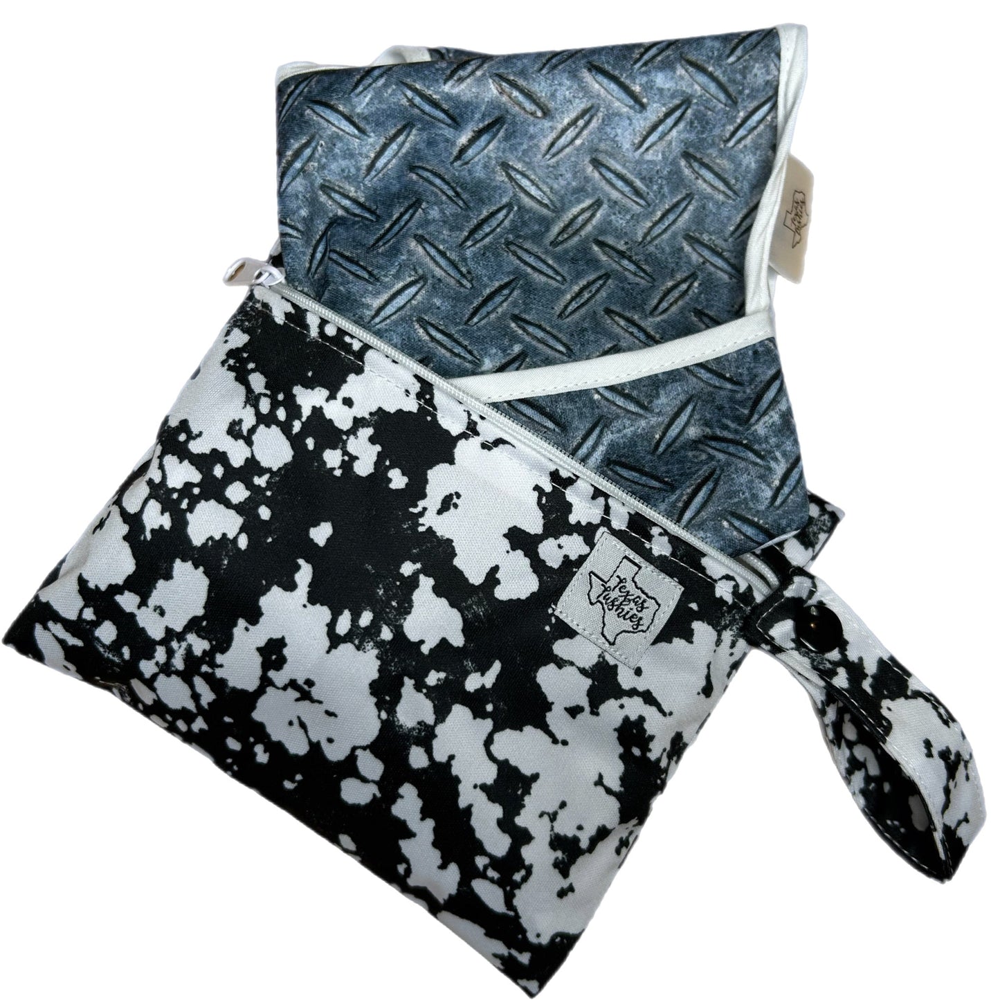 Mini Wet Bag and Flip Bib Bundle with Three Mystery Bibs for On The Go Parents Texas Tushies