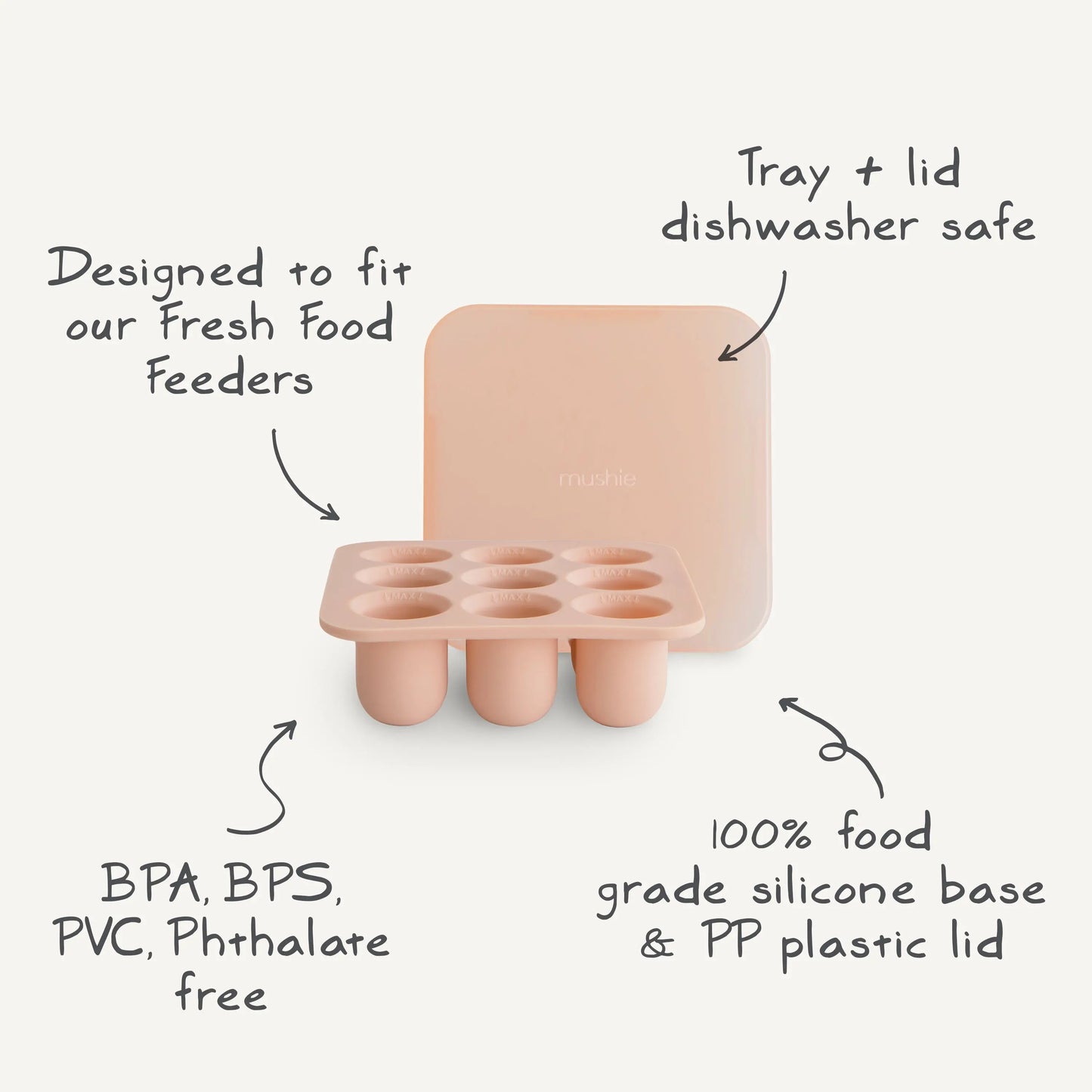 Fresh Food Feeder Freezer Tray for Purees and Mashed Foods Mushie