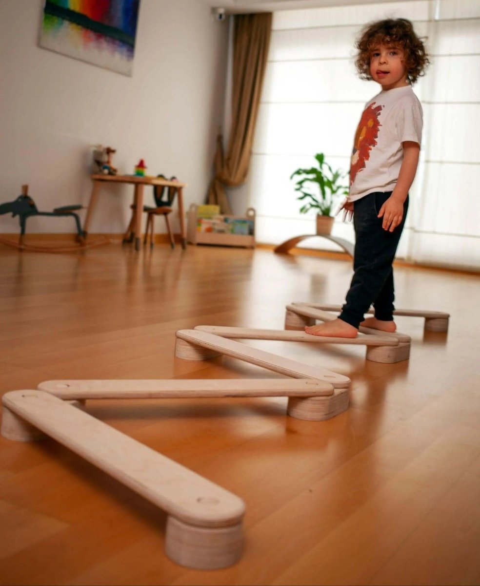 Kidodido Montessori Wooden Balance Beam Set Toddler Gift Birch Wood - Everetts Place Boutique -
