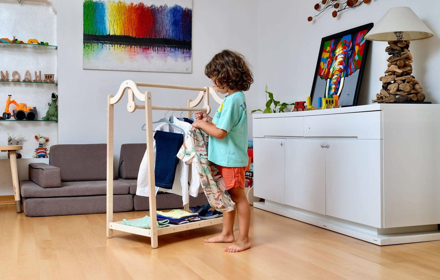 Montessori Wooden Kids Clothing Rack Kidodido Wardrobe Kidodido Everetts Place: Online Boutique