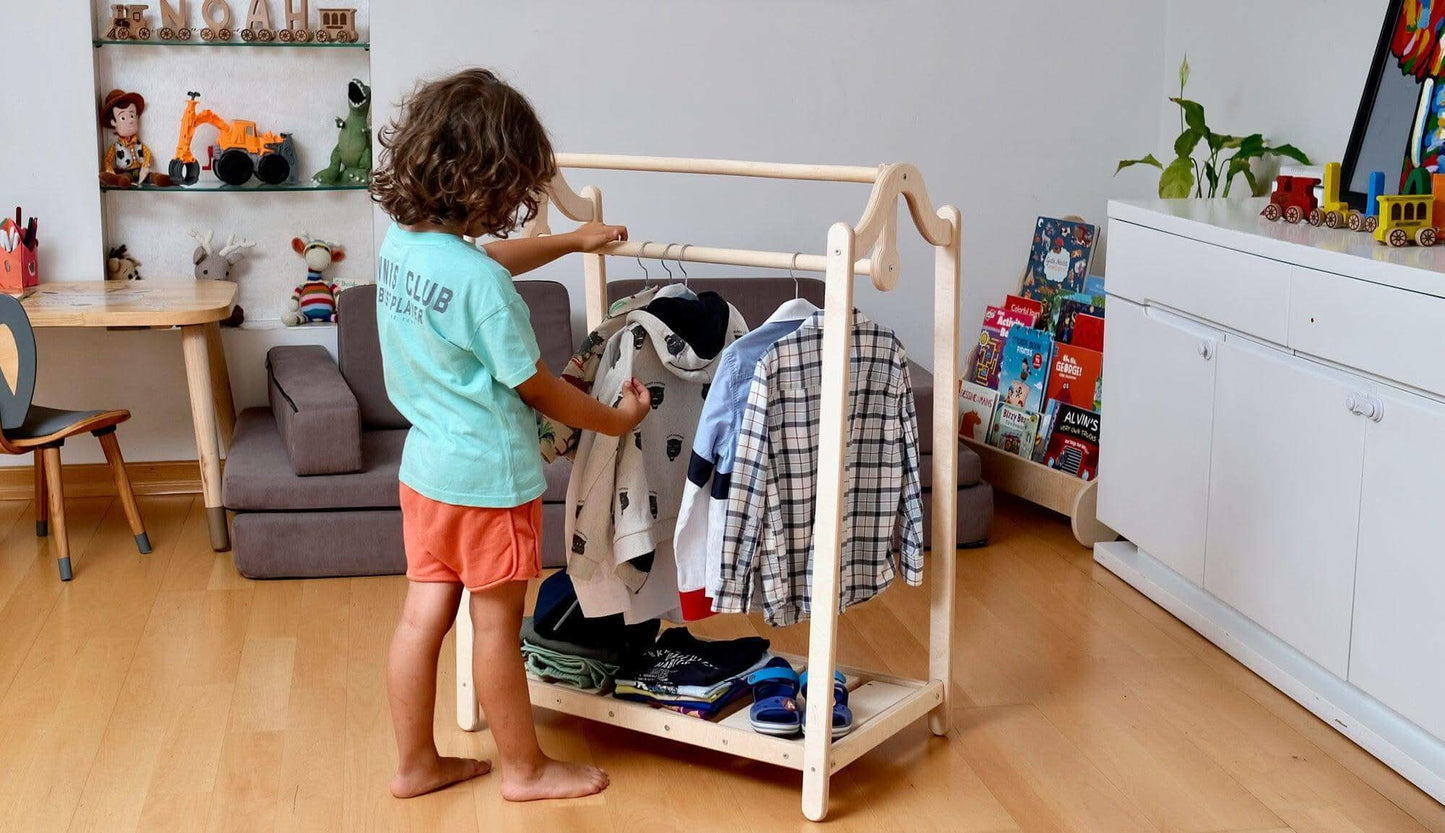 Montessori Wooden Kids Clothing Rack Kidodido Wardrobe Kidodido Everetts Place: Online Boutique