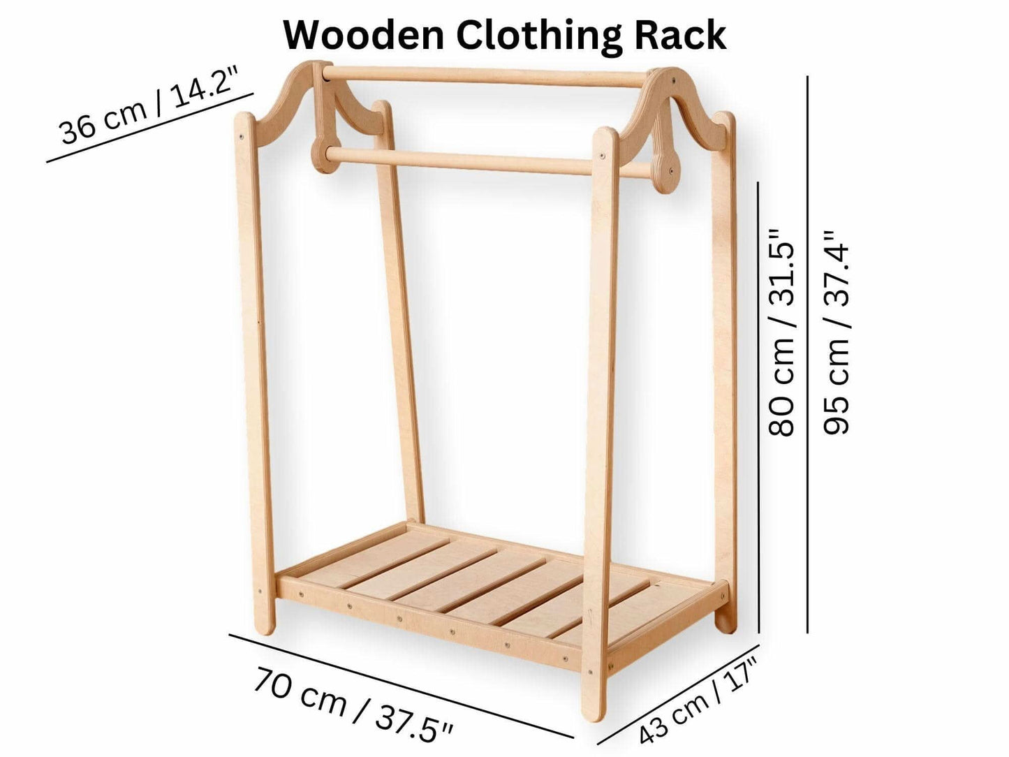 Montessori Wooden Wardrobe Set for Kids Clothing Organizer Kidodido Everetts Place: Online Boutique