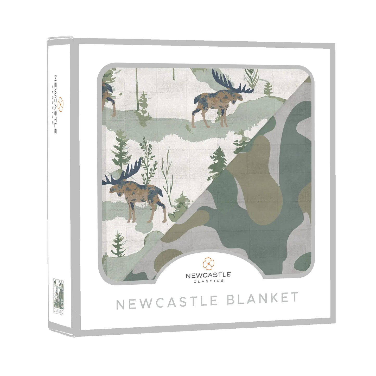 Mountain Moose and Hunter's Camo Newcastle Blanket for Kids 100 Percent Natural Bamboo Muslin Soft Cozy Breathable 47 Inch x 47 Inch Newcastle Classics