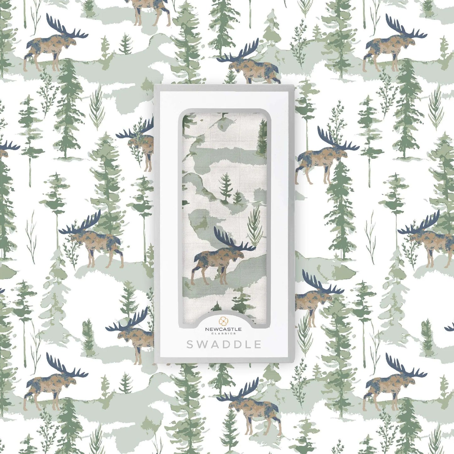 Mountain Moose Muslin Swaddle Blanket Made from Natural Bamboo Fibers Newcastle Classics