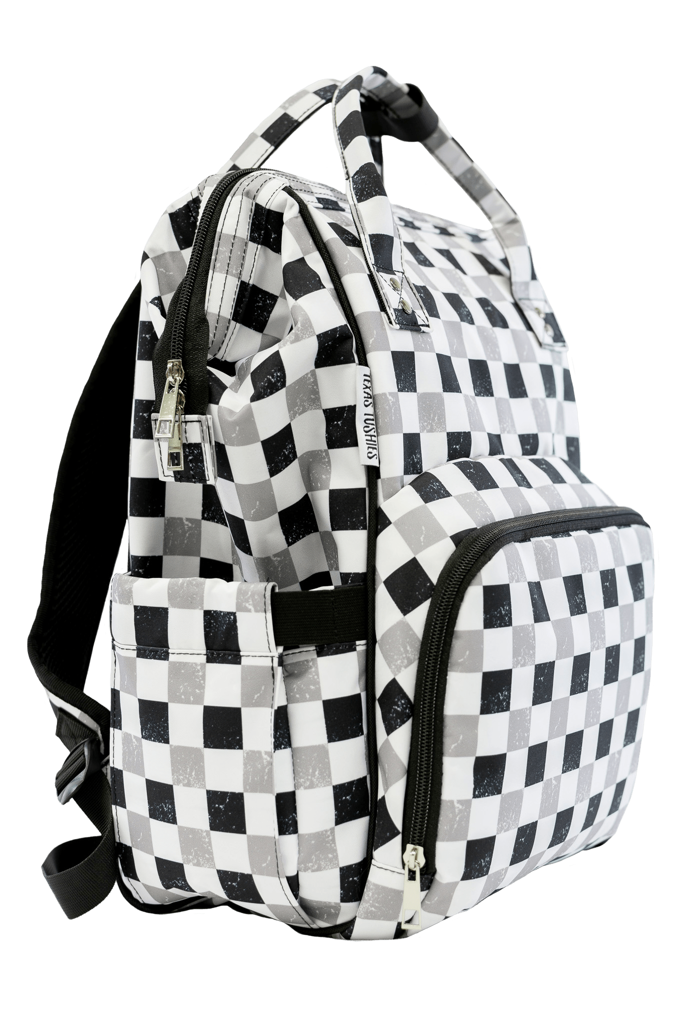 Neutral Check Diaper Bag Trendy Backpack Style for Busy Parents Texas Tushies