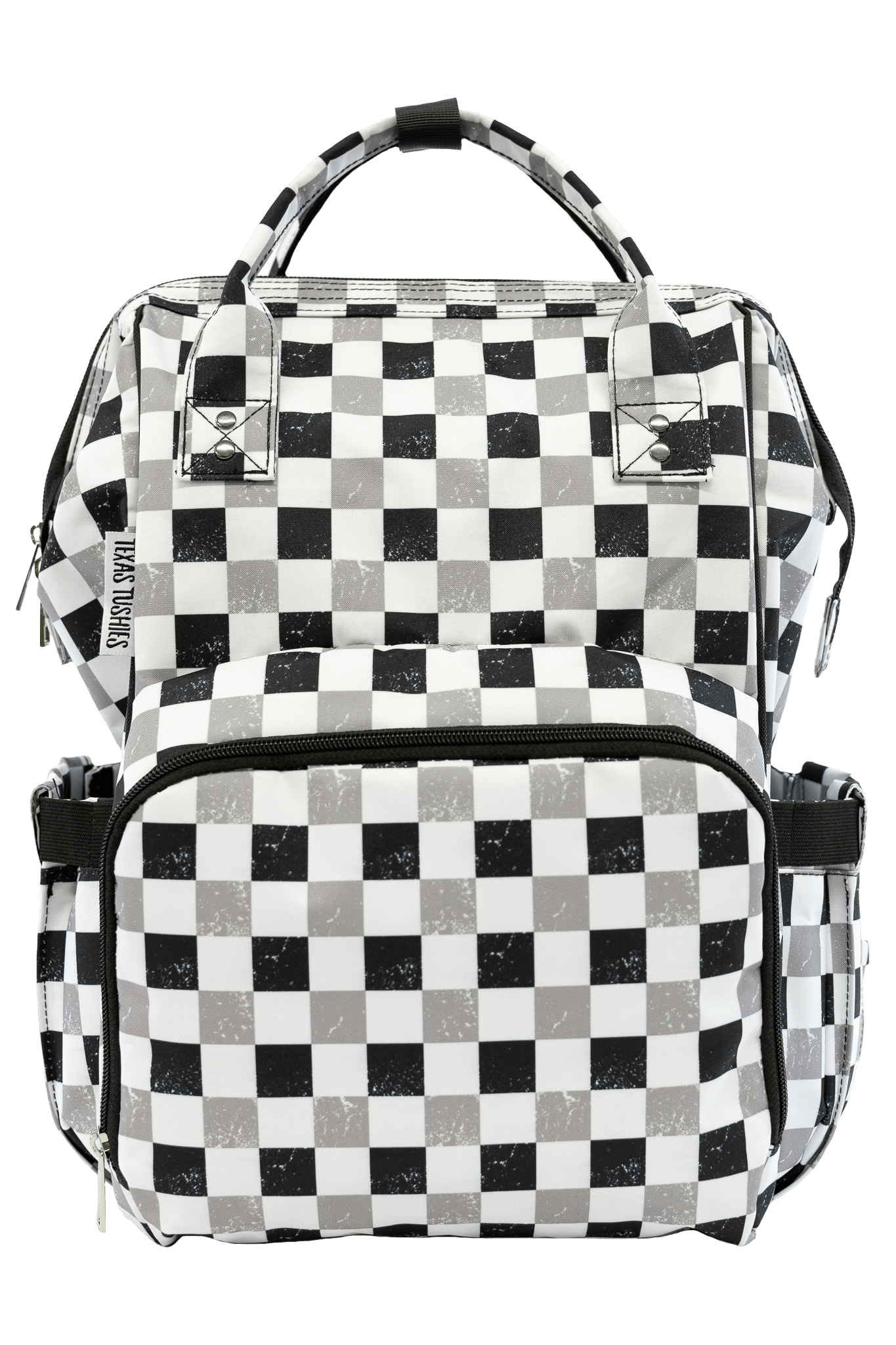 Neutral Check Diaper Bag Trendy Backpack Style for Busy Parents Texas Tushies