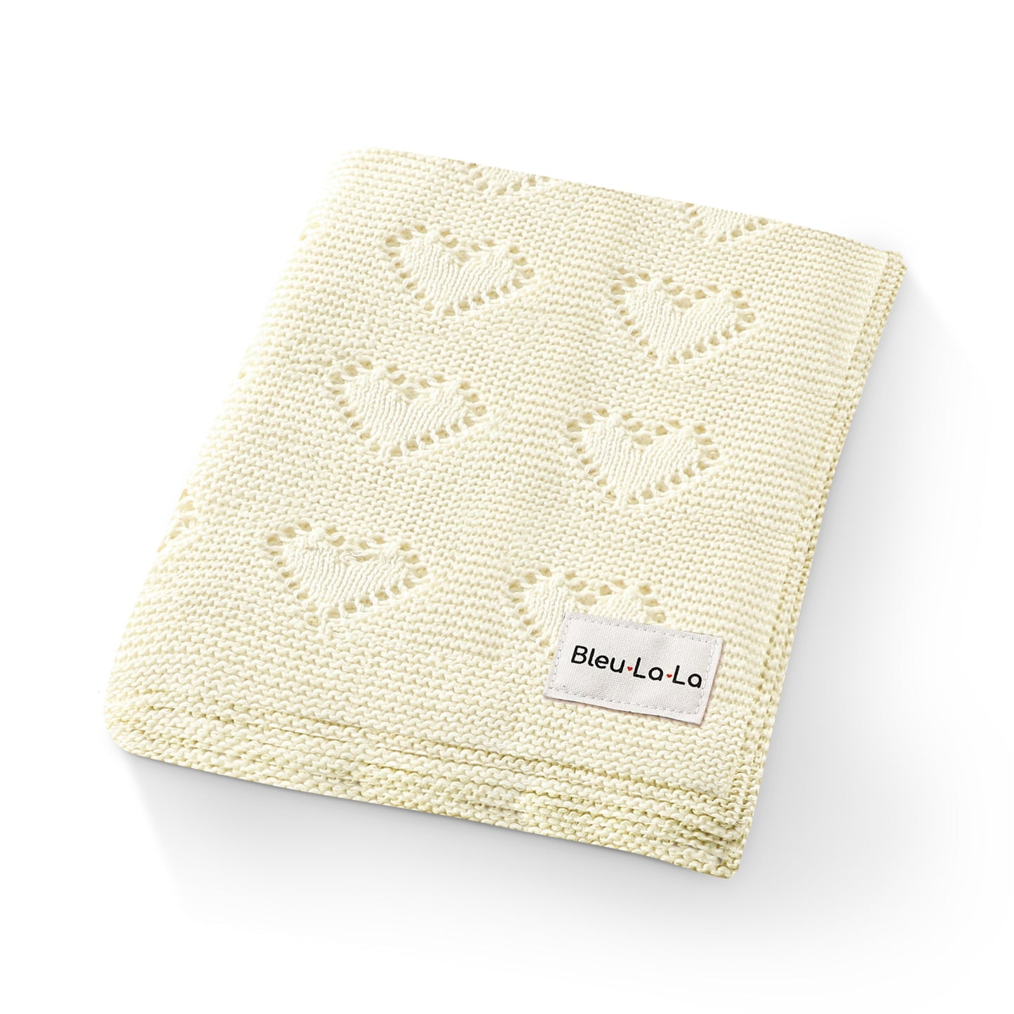 100 Percent Cotton Luxury Knit Heart Swaddle Baby Blanket Bleu La La