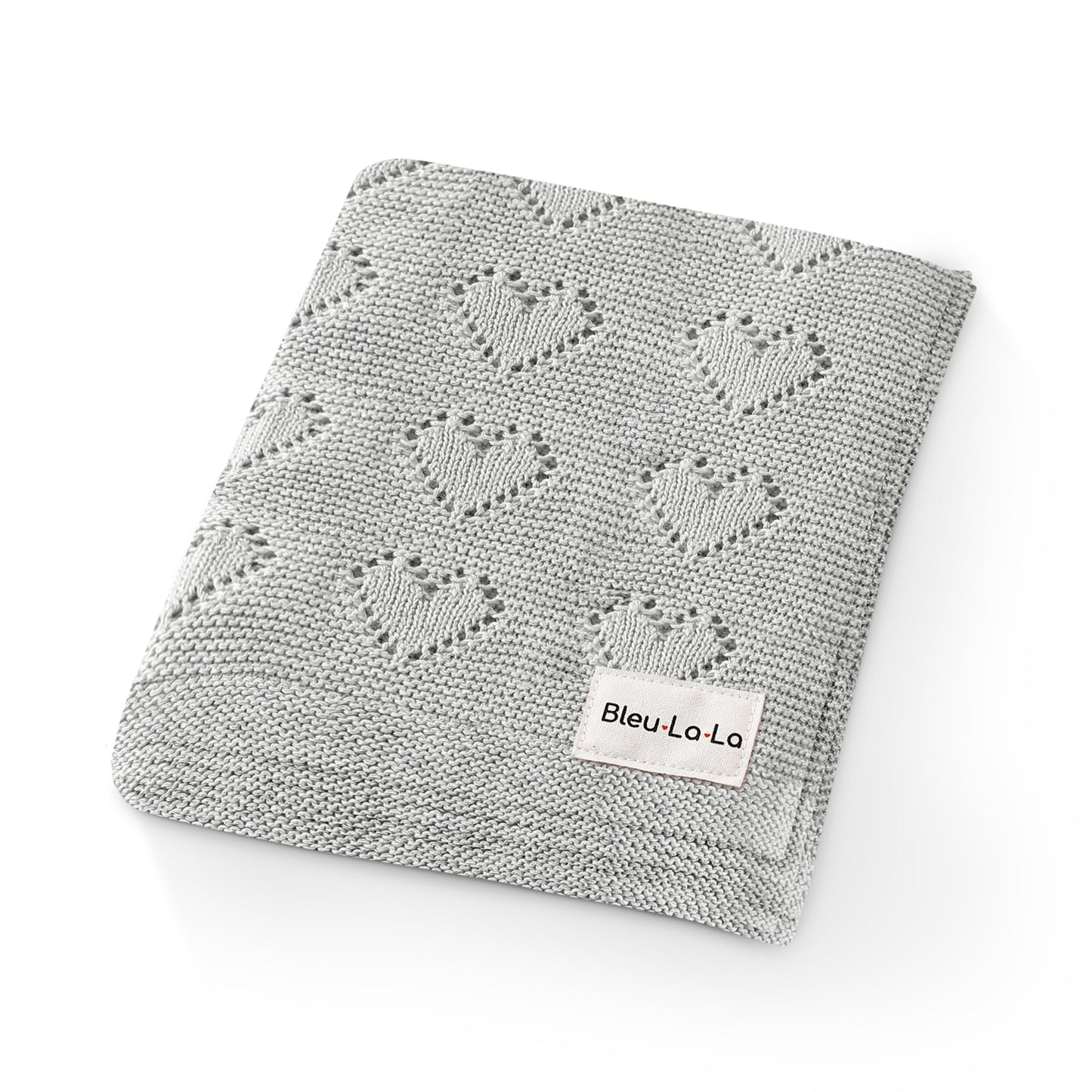 100 Percent Cotton Luxury Knit Heart Swaddle Baby Blanket Bleu La La