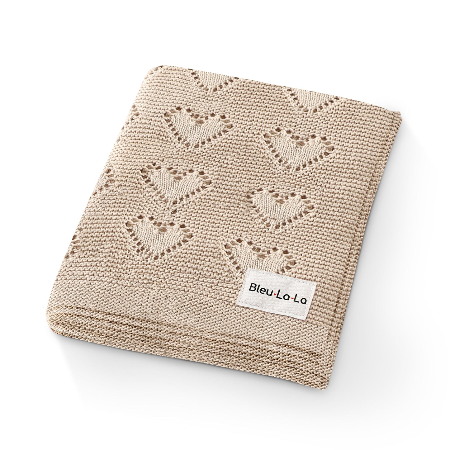 100 Percent Cotton Luxury Knit Heart Swaddle Baby Blanket Bleu La La