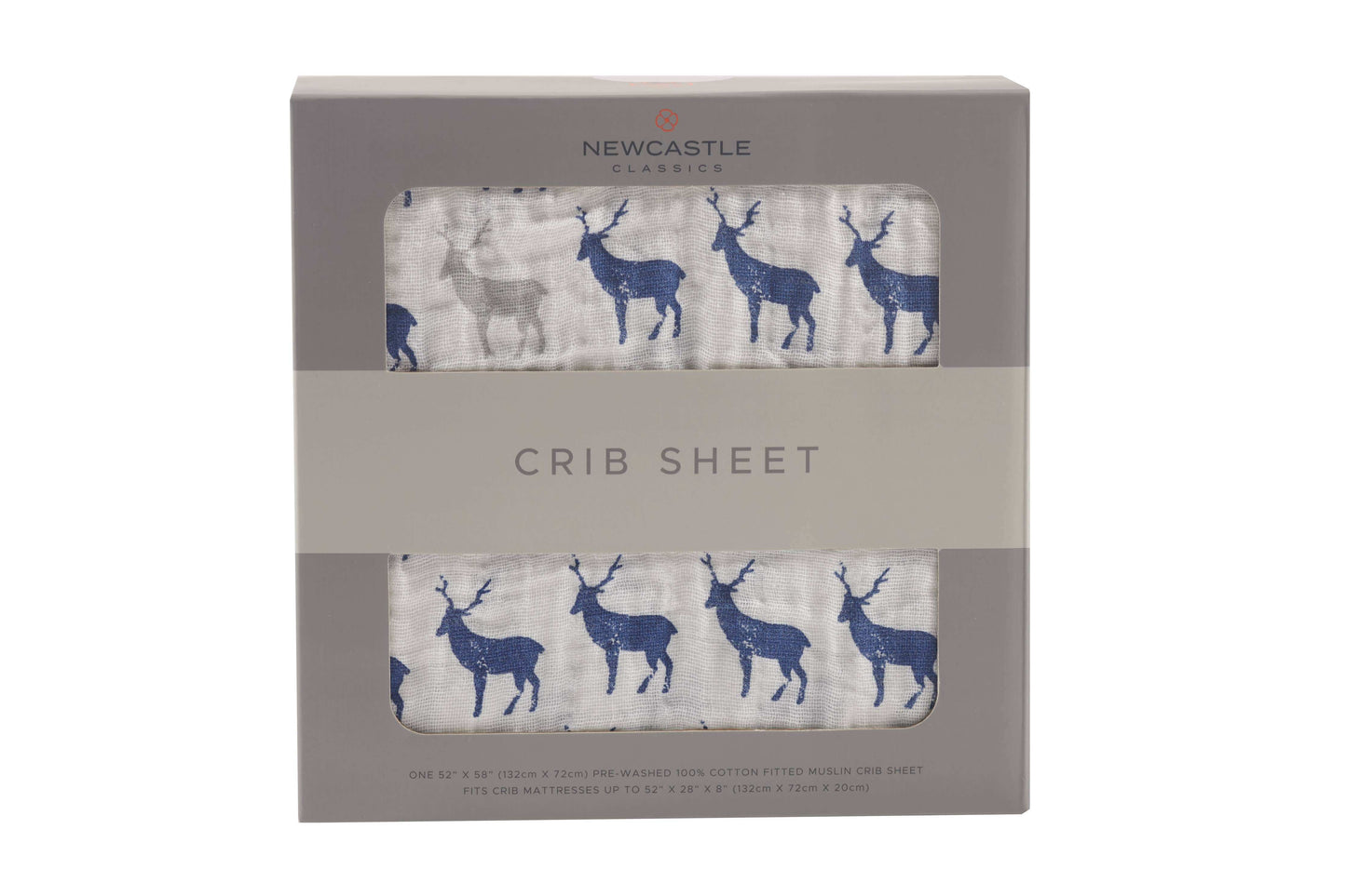 Newcastle Classics Blue Deer Crib Sheet 100 Percent Natural Cotton Muslin 28x52 Inches Newcastle Classics