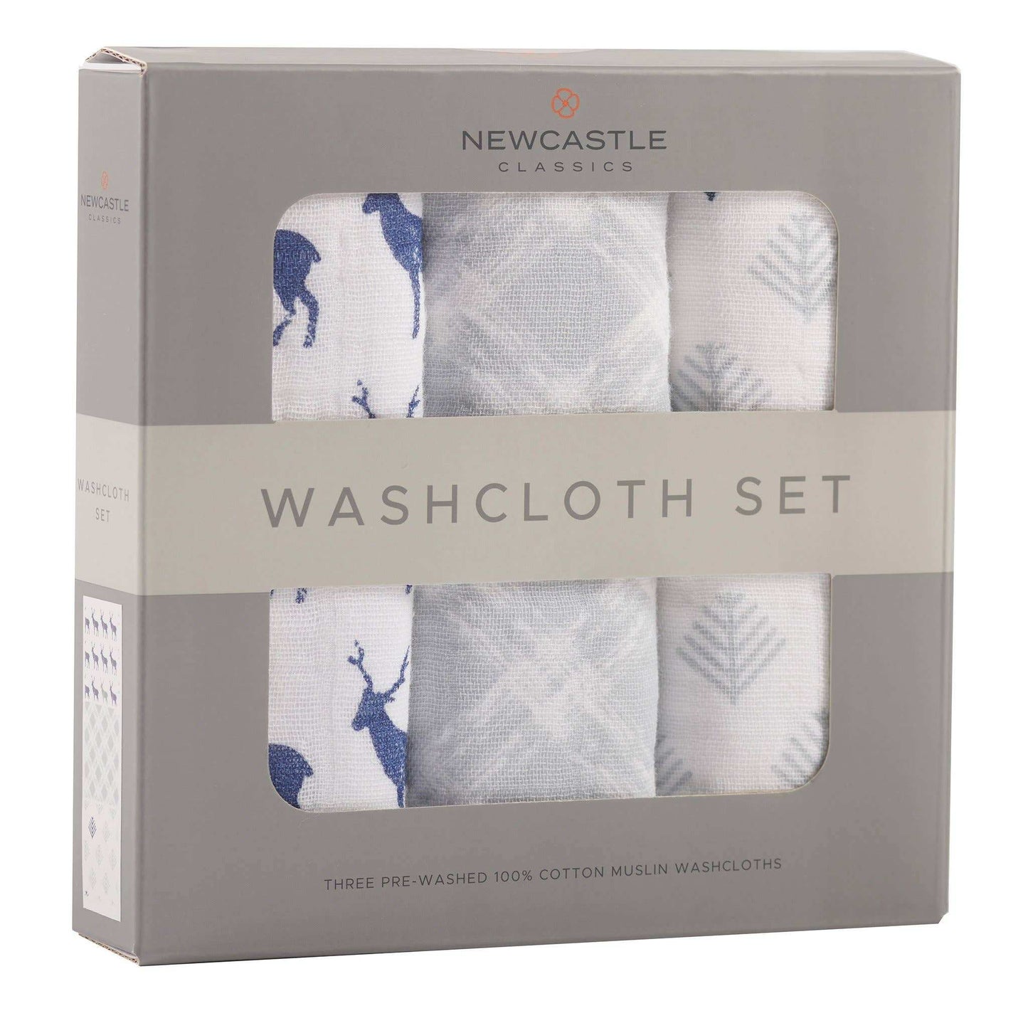 Newcastle Classics Blue Deer Washcloth Set of 3 100 Percent Plush Cotton Newcastle Classics