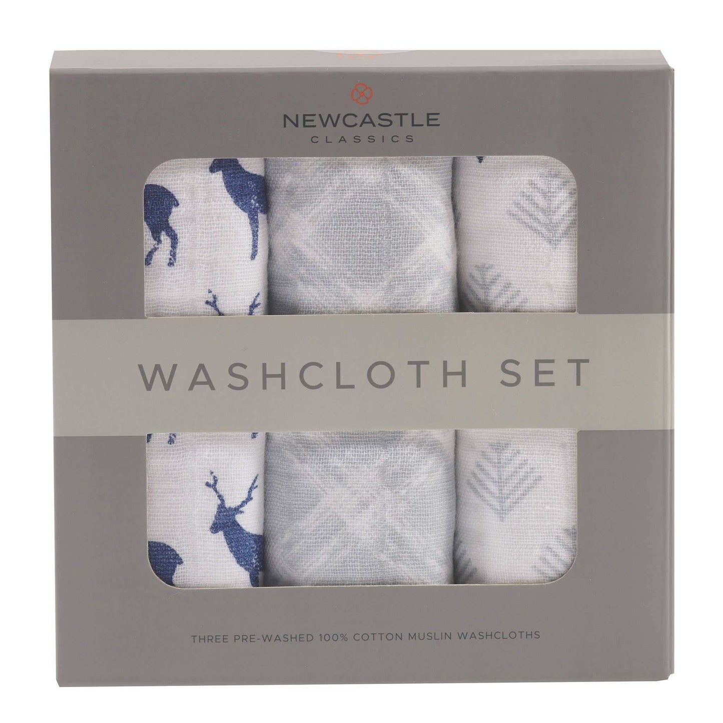 Newcastle Classics Blue Deer Washcloth Set of 3 100 Percent Plush Cotton Newcastle Classics