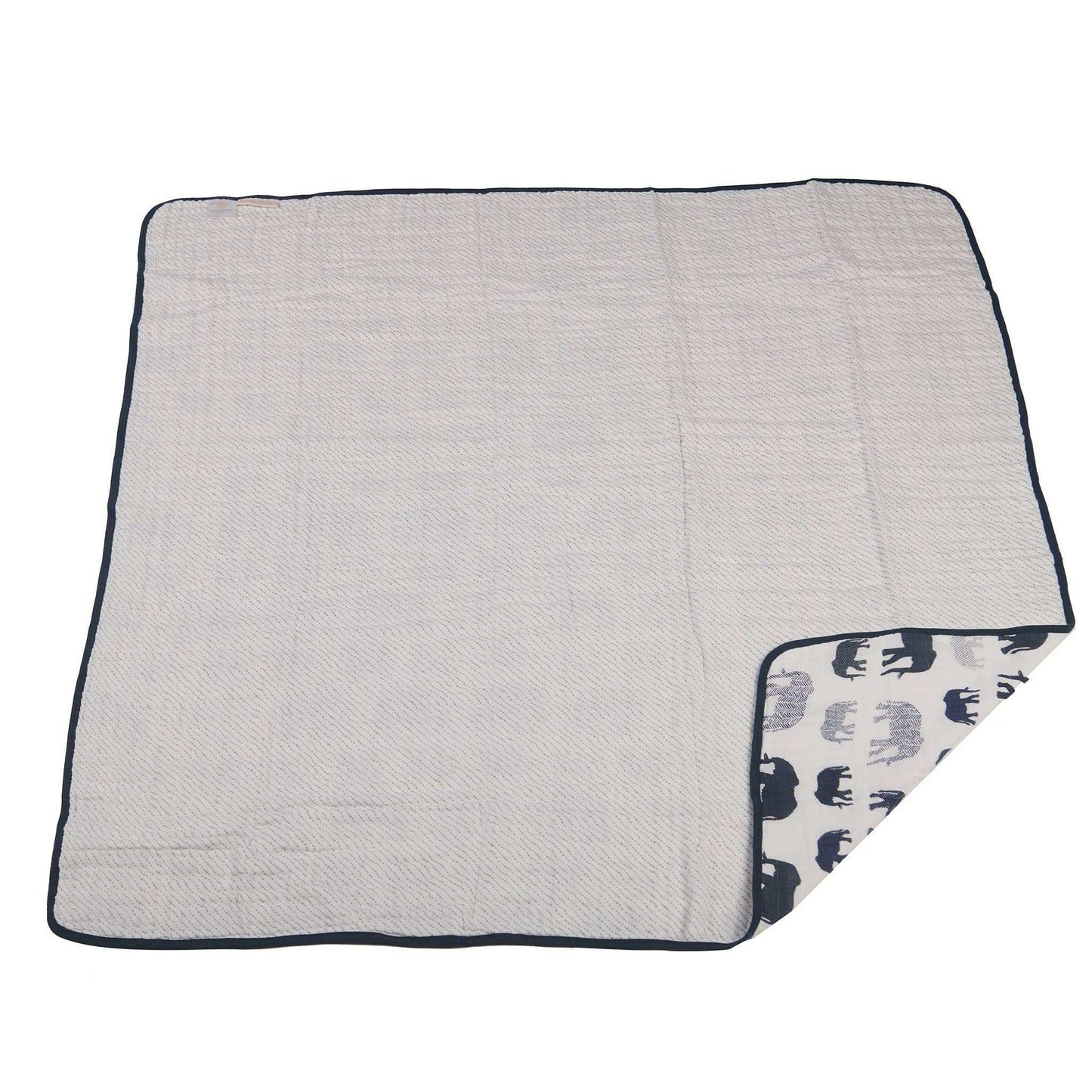 Newcastle Classics Blue Elephant and Spotted Wave Blanket for Kids 100 Percent Natural Cotton Muslin 47 Inch x 47 Inch Newcastle Classics