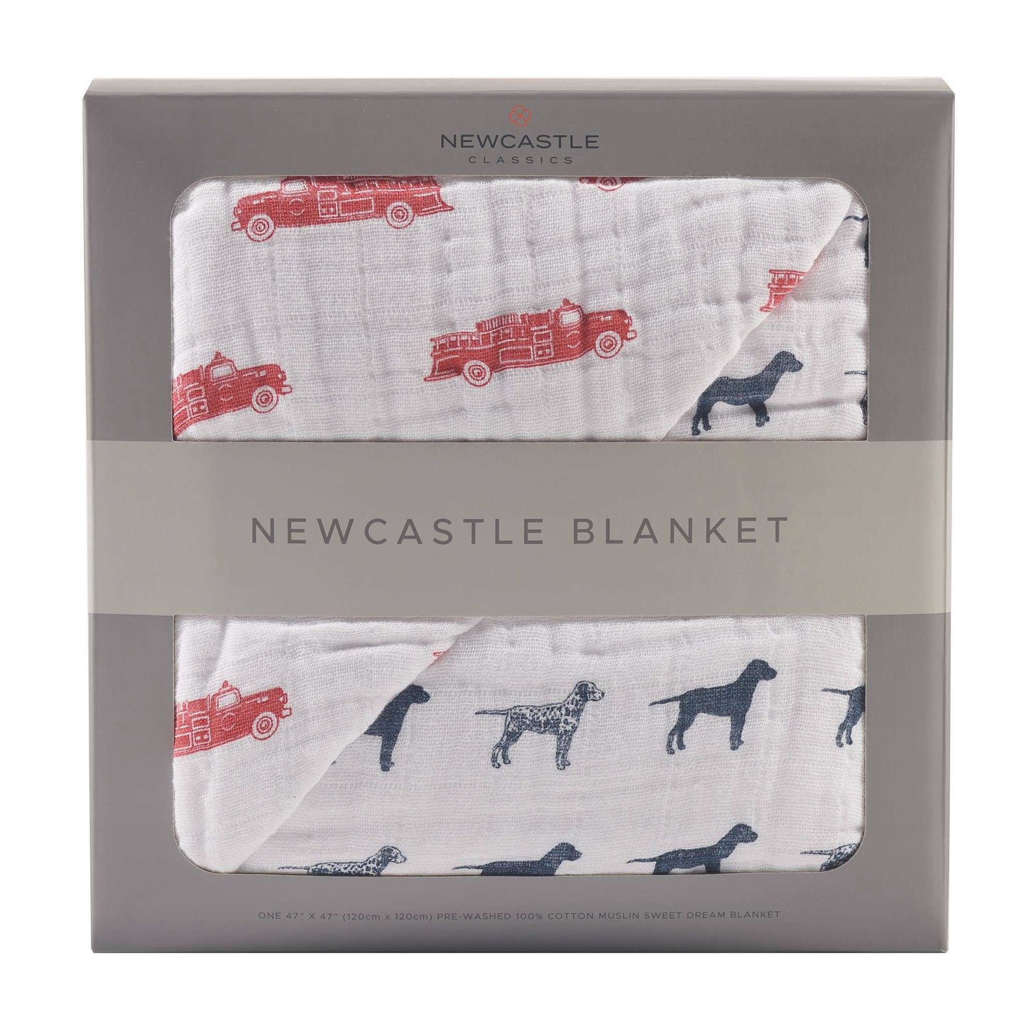Newcastle Classics Fire Truck and Dalmatian Cotton Blanket 47 x 47 Inches Newcastle Classics