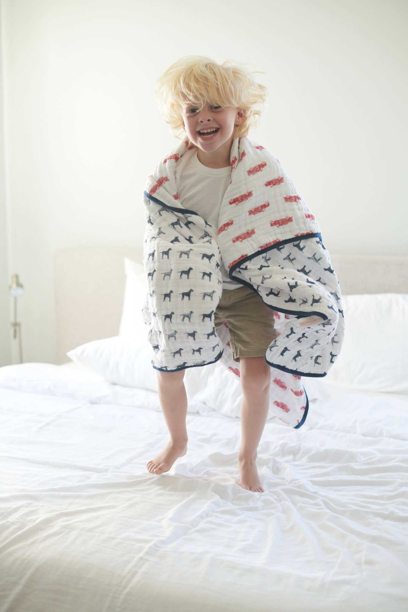 Newcastle Classics Fire Truck and Dalmatian Cotton Blanket 47 x 47 Inches Newcastle Classics