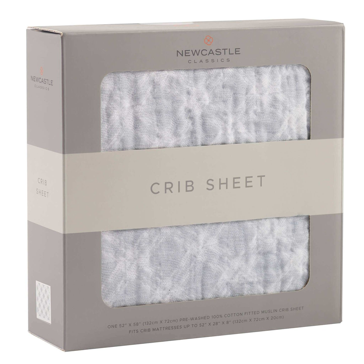 Newcastle Classics Glacier Grey Plaid Crib Sheet Breathable Soft Natural Cotton Muslin 28x52 Inches Newcastle Classics